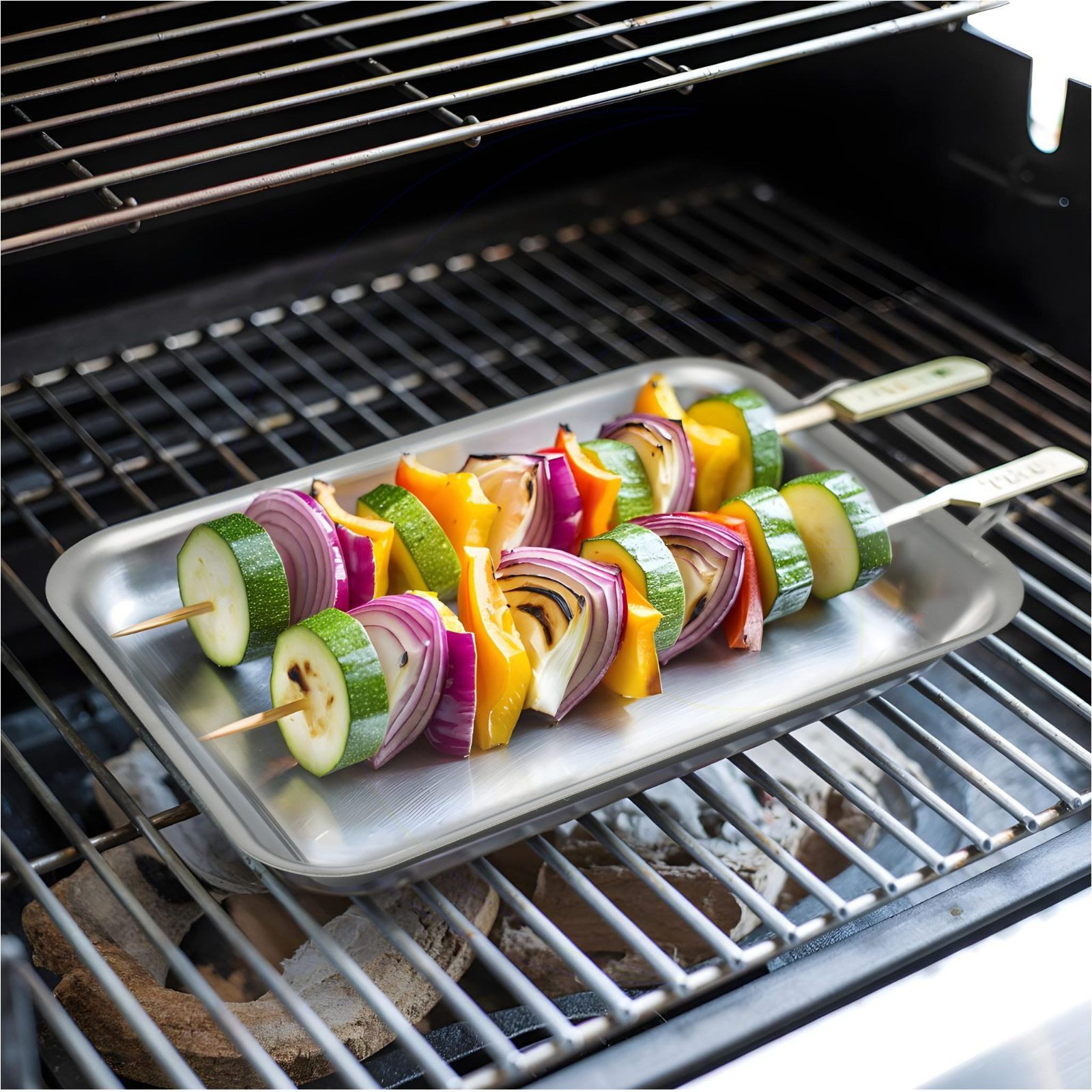 Gravidus Grillpfanne 2er Set Edelstahl Grillpfannen ideal für Gemüse Fleisch Fisch Grillgut