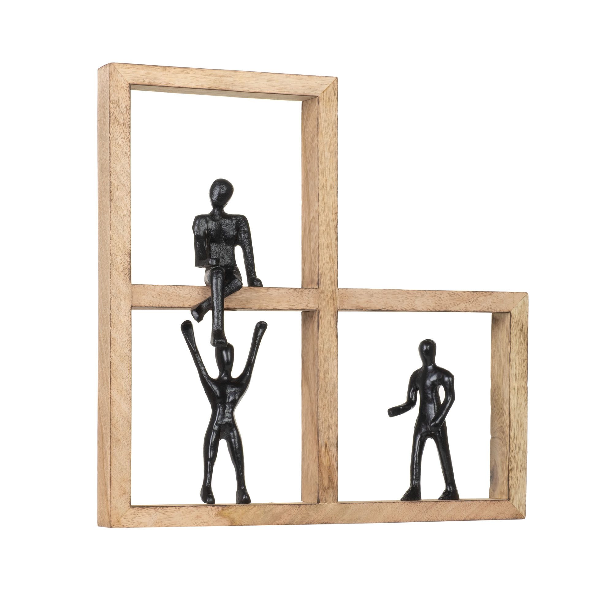 Moritz Skulptur Wandfigur Unity 35,5 cm schwarz aus Mangoholz und Aluminium Skulptur