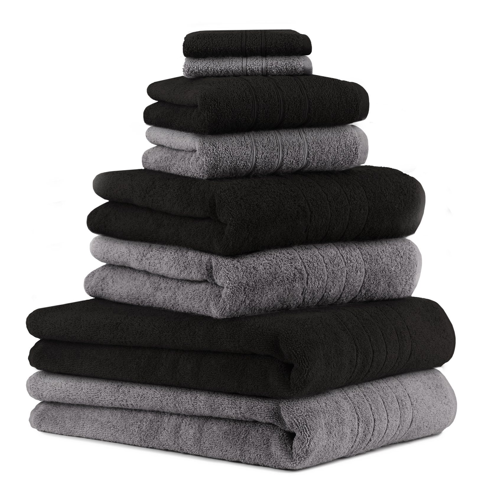 schwarz, Betz Seiftücher Badetücher 2 grau anthrazit 2 (8-tlg) Set und 2 Baumwolle, 2 Duschtücher Handtuch 100% 8-TLG. 100% Farbe Handtücher Deluxe Handtuch-Set Baumwolle
