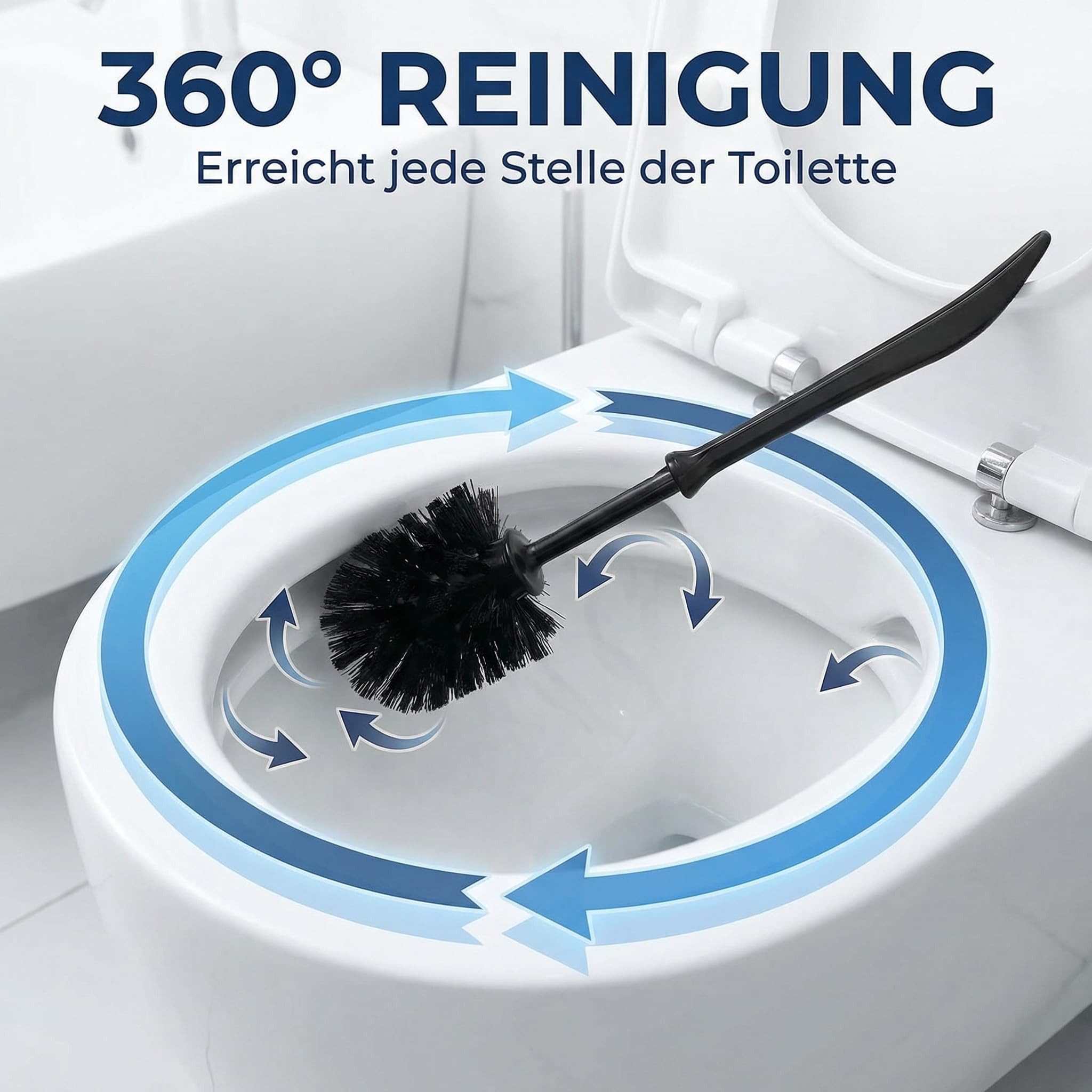 SHD WC-Reinigungsbürste WC Bürste, Klobürste, schwarze Toilettenbürste (3er Set) 35 cm, (Spar-Set, 3-tlg) – Bild 3 von 5