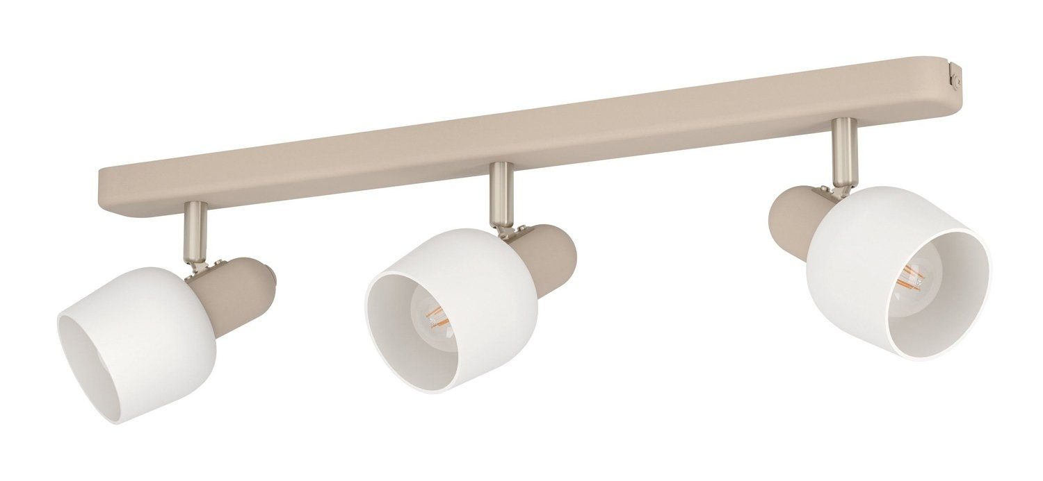 EGLO Deckenstrahler CORATO, Weiß, Beige, Breite 52 cm, Metall, Glas, ohne Leuchtmittel, 3-flammig