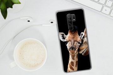 MuchoWow Handyhülle Giraffe - Tiere - Schwarz - Porträt - Tiere, Phone Case, Handyhülle Xiaomi Redmi 9, Silikon, Schutzhülle