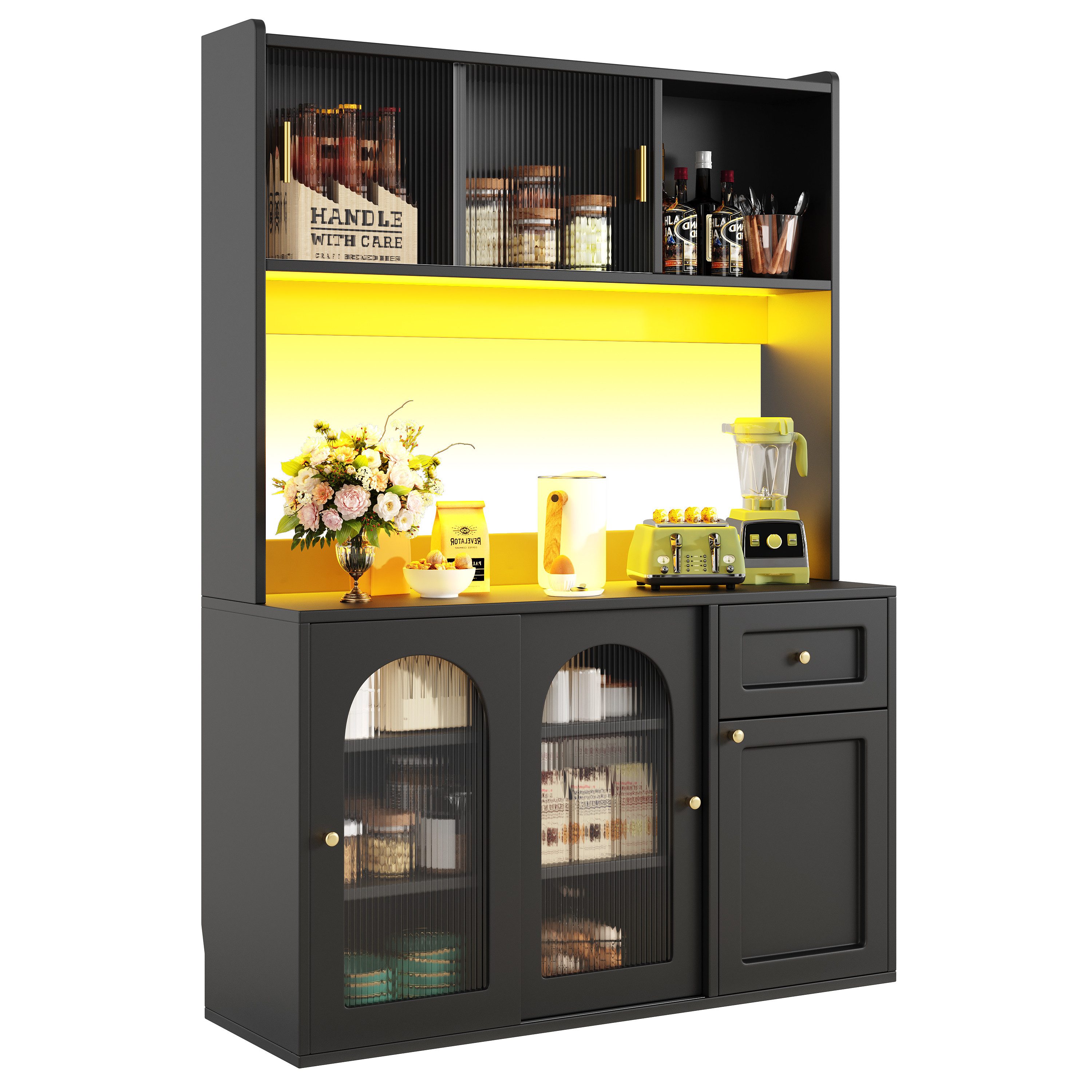 MODFU Hochschrank Küchenschrank,Vitrinenschrank,Buffetschrank (Moderne Küch günstig online kaufen