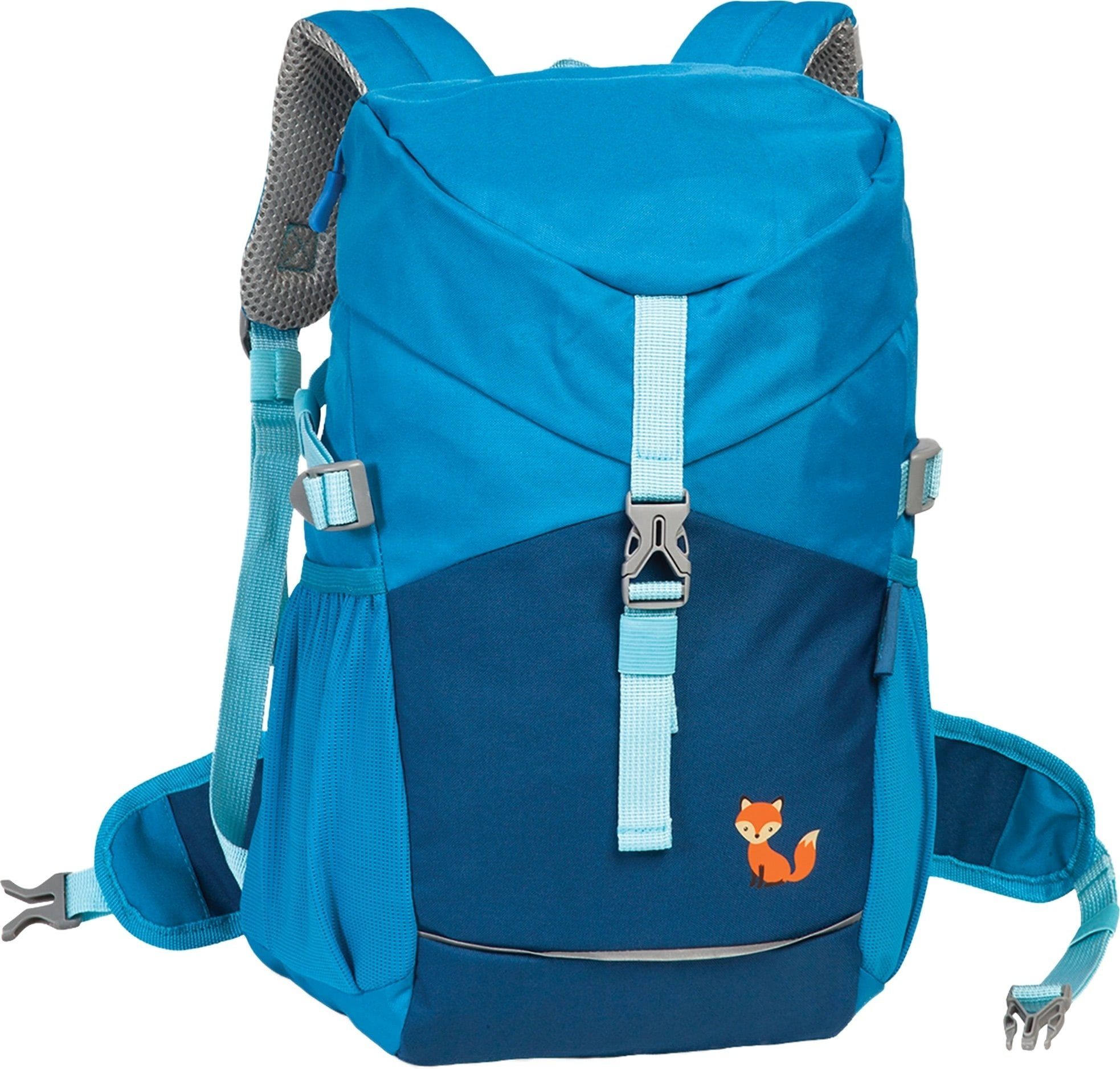 fabrizio® Rucksack Fabrizio Go Green Kinderrucksack (Freizeitrucksack), Kinderrucksack Polyester, recycelt, blau, türkis ca. 37cm hoch, Fuchs