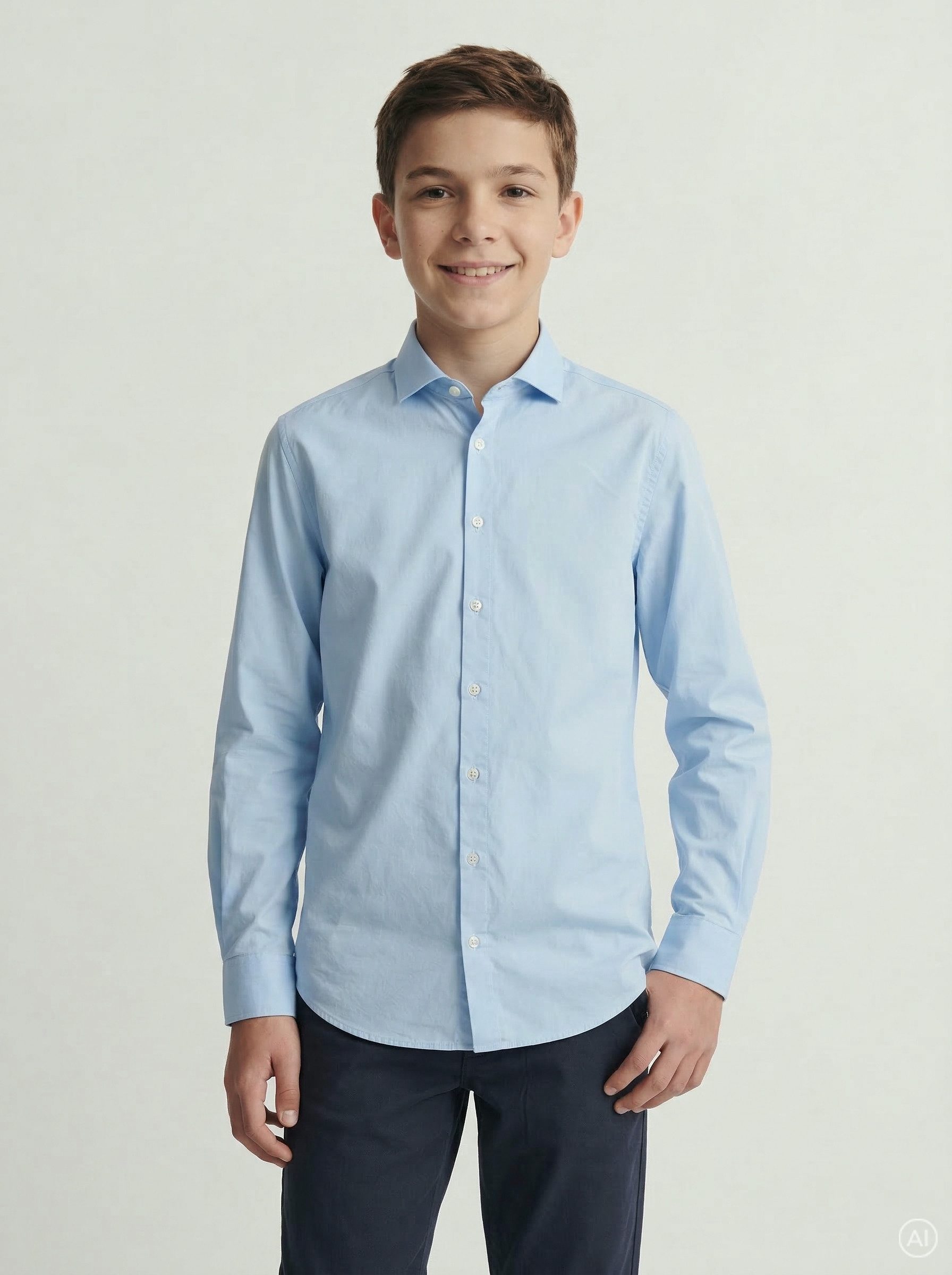 Jack & Jones Junior Langarmhemd JJEAXEL elastisch und einfach kombinierbar unifarben, modisch, regular fit, Web, Hemdkragen