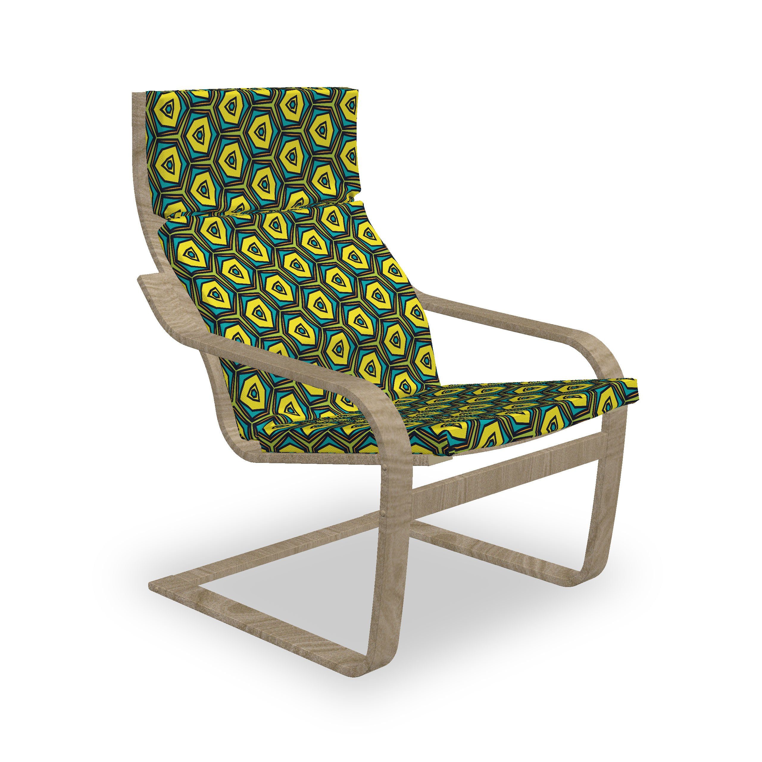 Abakuhaus Stuhlkissen Sitzkissen mit Stuhlkissen mit Hakenschlaufe und Reißverschluss, Gelb und Grün Vintage Hexagons