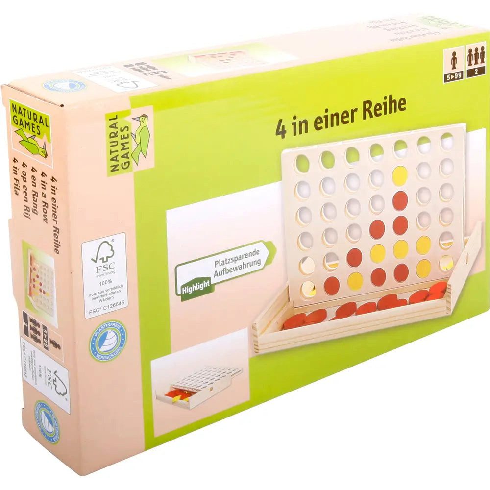 Natural Games Spiel Natural Games 4 in einer Reihe - Klassisches Strategiespiel aus Holz