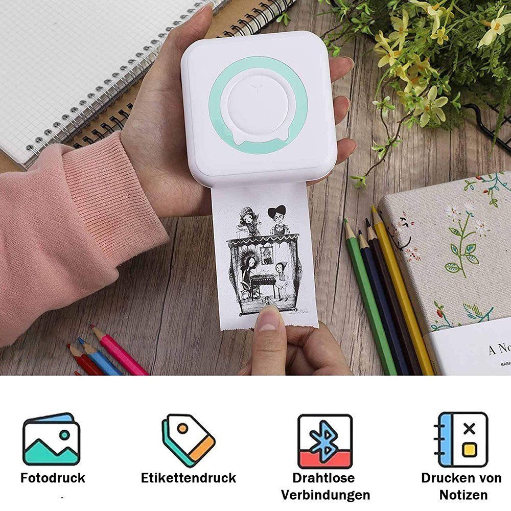 ZAXSD Drucker- und Thermofotodrucker, Thermodrucker, Smartphone Mini Kopierpapier für Fotodrucker Pocket Drucker, Taschendrucker