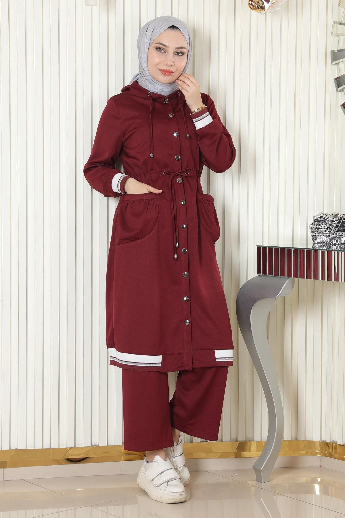MODAMİHRAM Blusentop Kapuzen-Ripp-Set