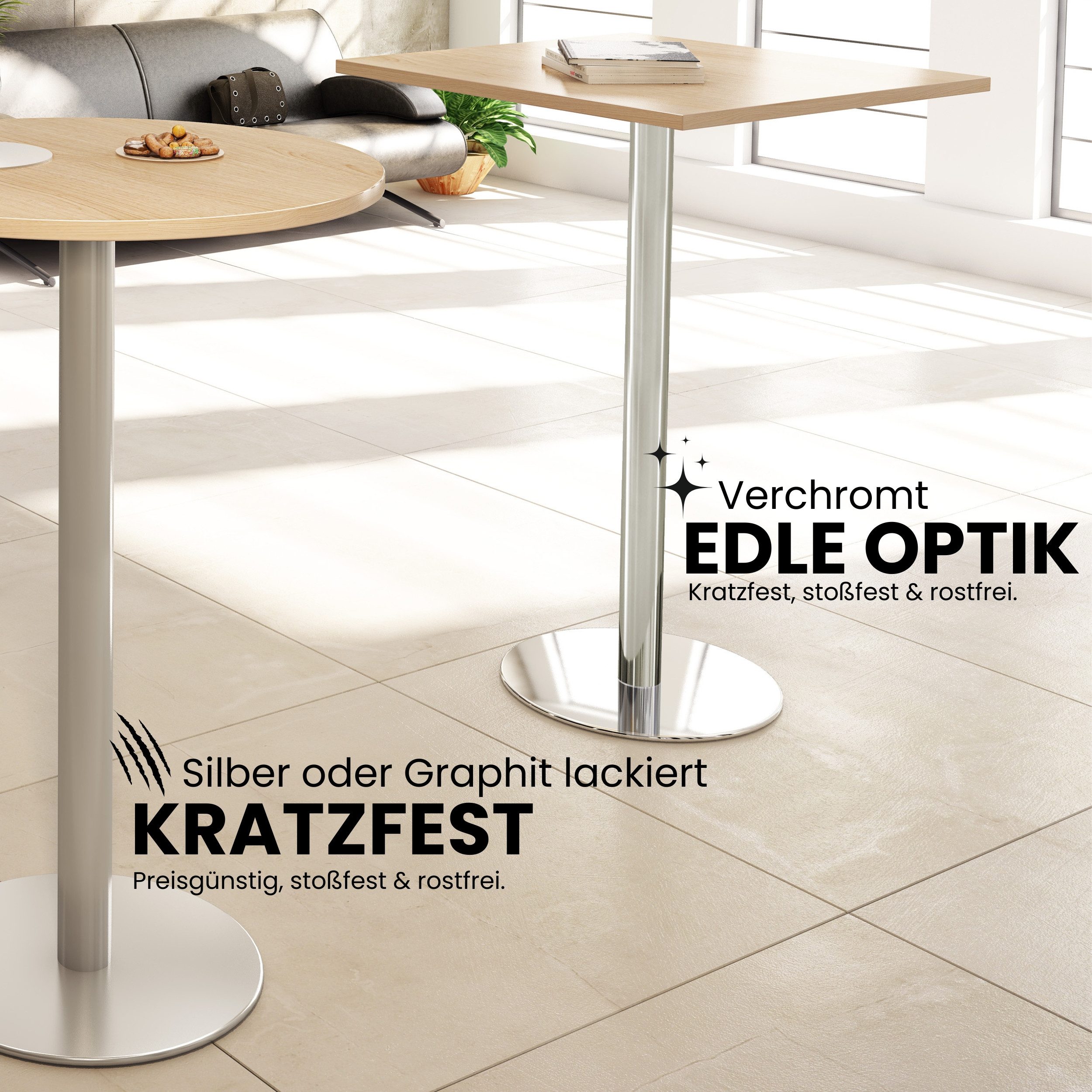 bümö Stehtisch bümö Stehtisch Serie, Dekor: Eiche - Gestell: Silber