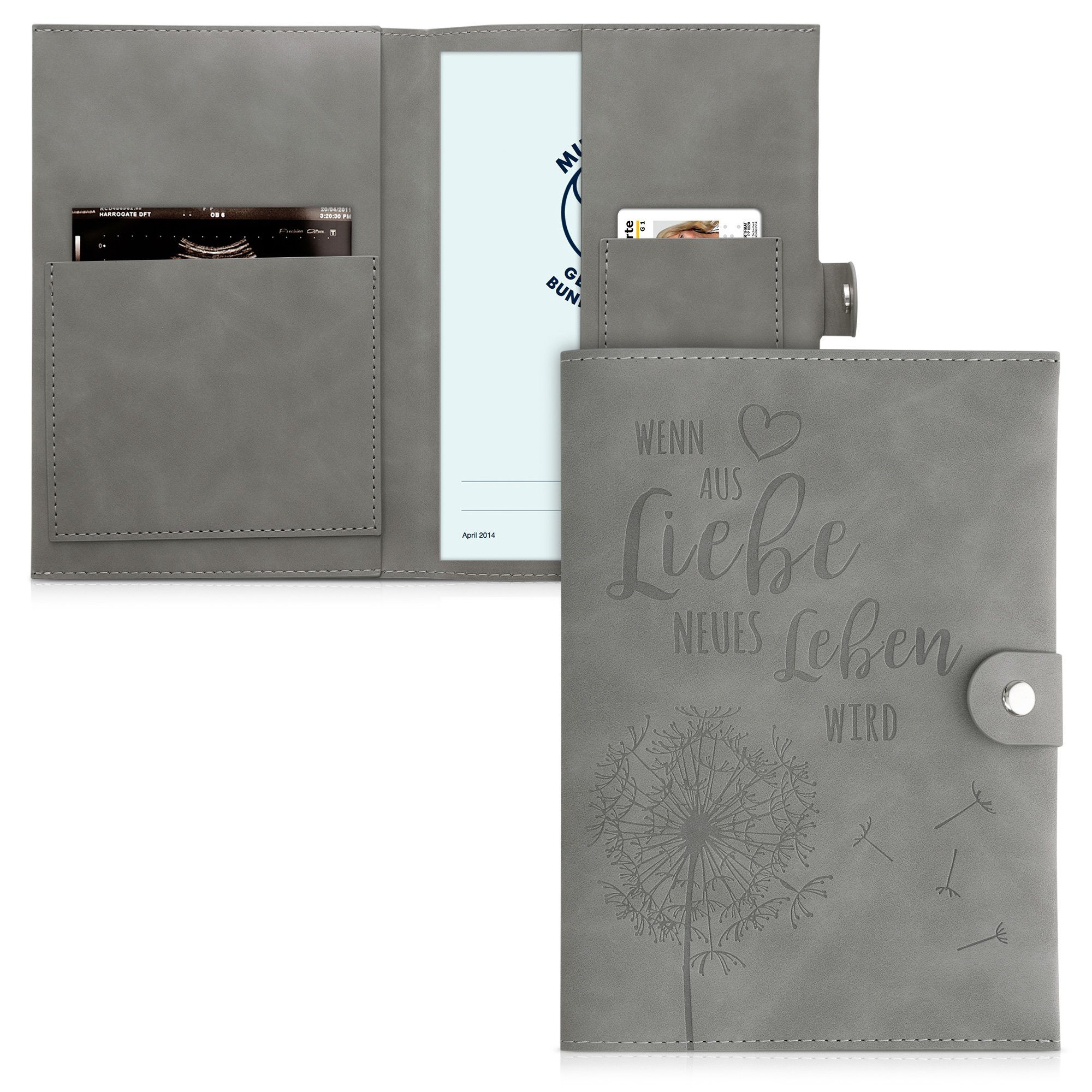 kwmobile Mutterpass-Hülle Mutterpasshülle aus Kunstleder in Nubuklederoptik, Hülle für deutschen Mutterpass mit extra Fächern - Cover