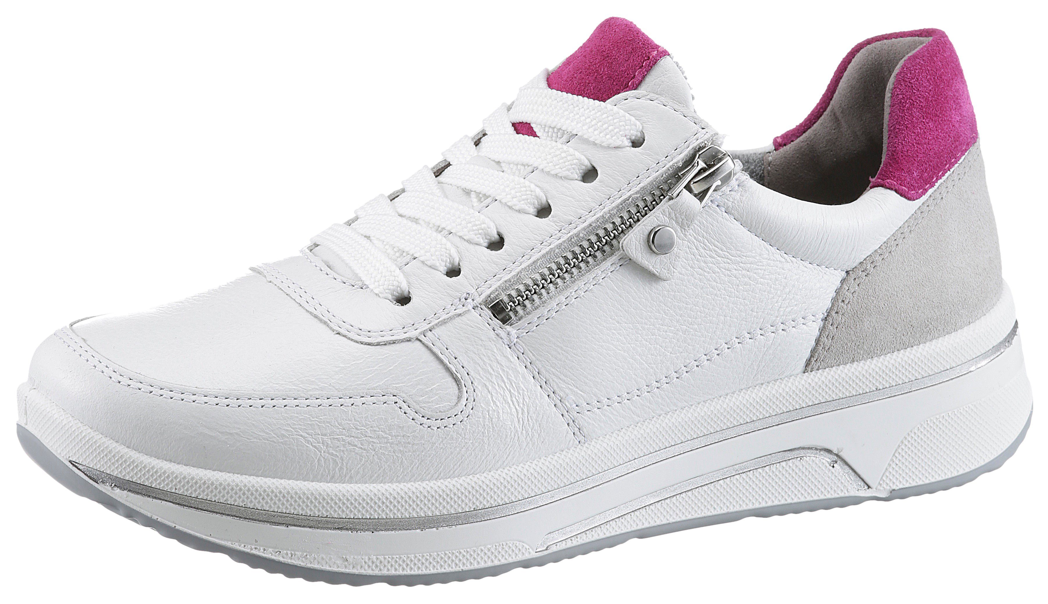 Ara SAPPORO Sneaker in Komfortweite H = sehr weit weiß-pink-grau
