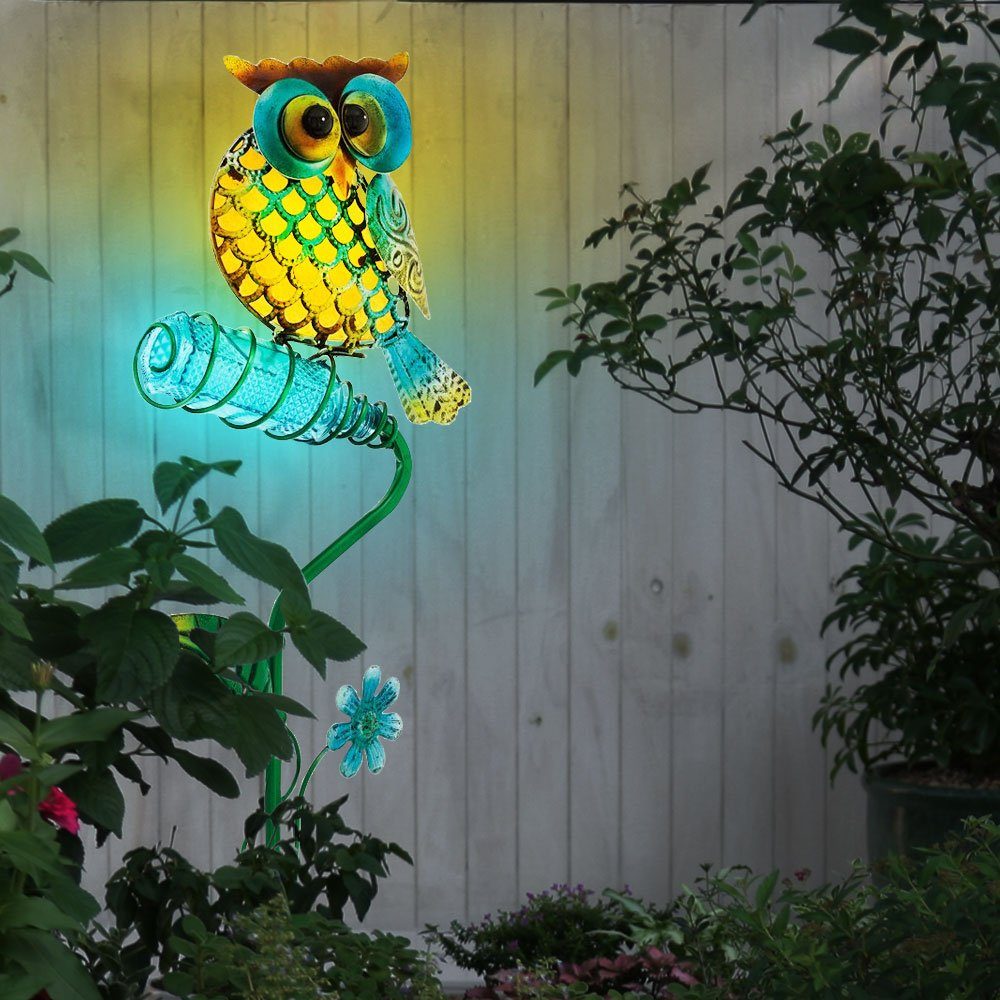 EGLO LED Solarleuchte, LED Außen SOLAR Steck Lampe Eule Vogel Terrassen