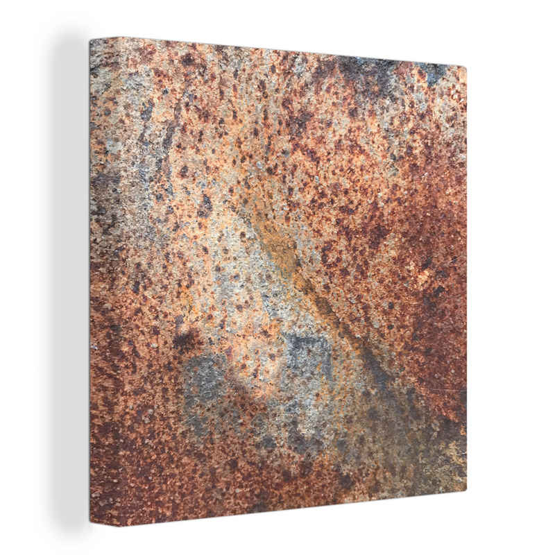 OneMillionCanvasses® Leinwandbild Blech - Eisen - Rost, (1 St), Leinwand Bilder für Wohnzimmer Schlafzimmer