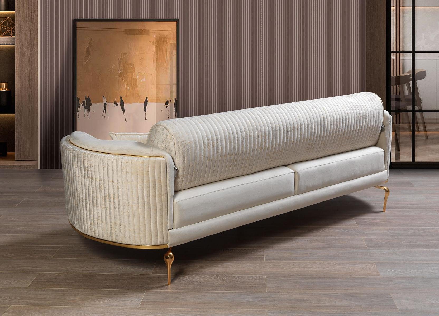 Couch Textil JVmoebel Designer 3Sitzer Sofas Sofa Polster Sofa Weiß 3-Sitzer Modern