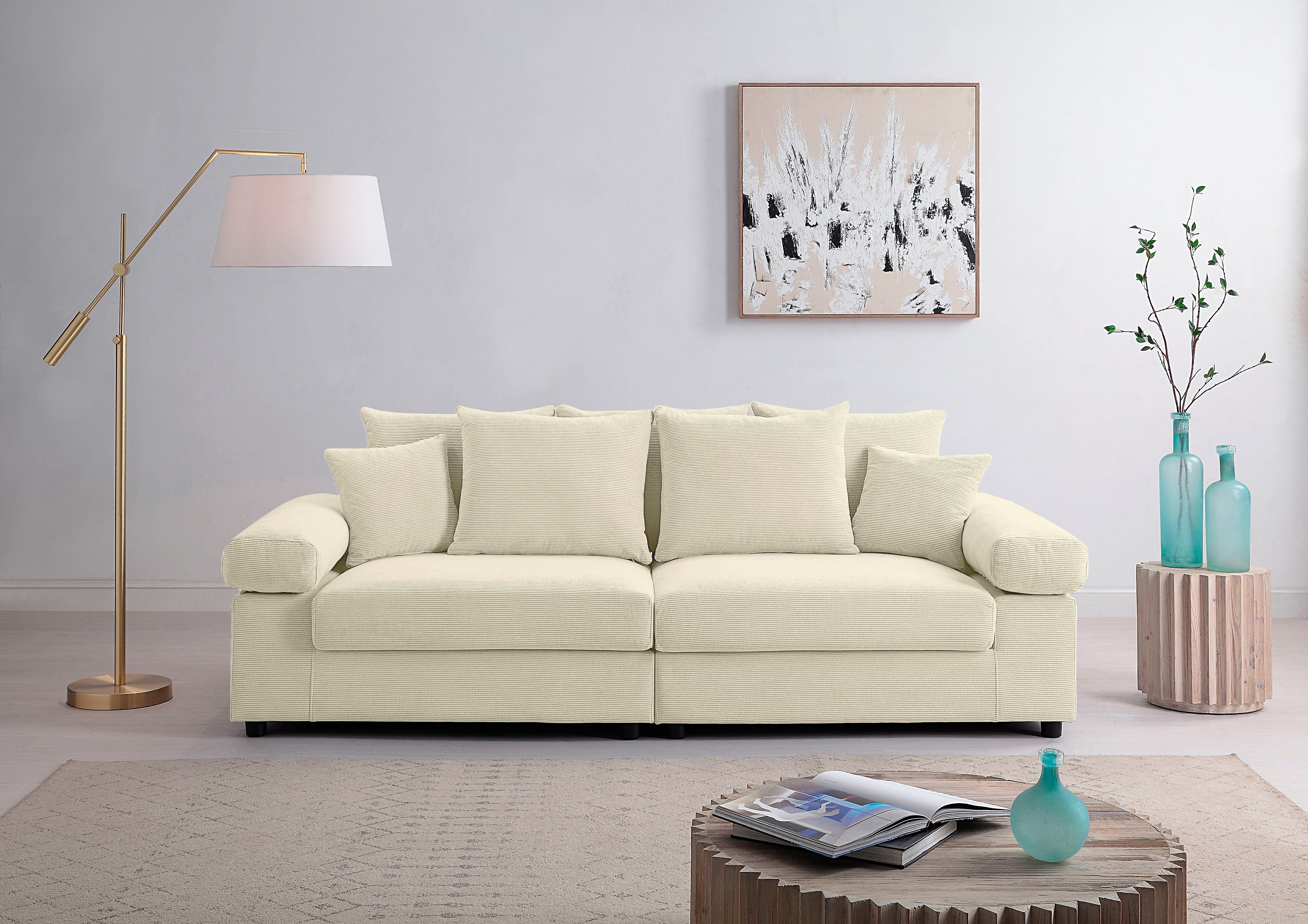 ATLANTIC home collection Big-Sofa Bjoern, mit Cord-Bezug, XXL-Sitzfläche, mit Federkern, frei im Raum stellbar