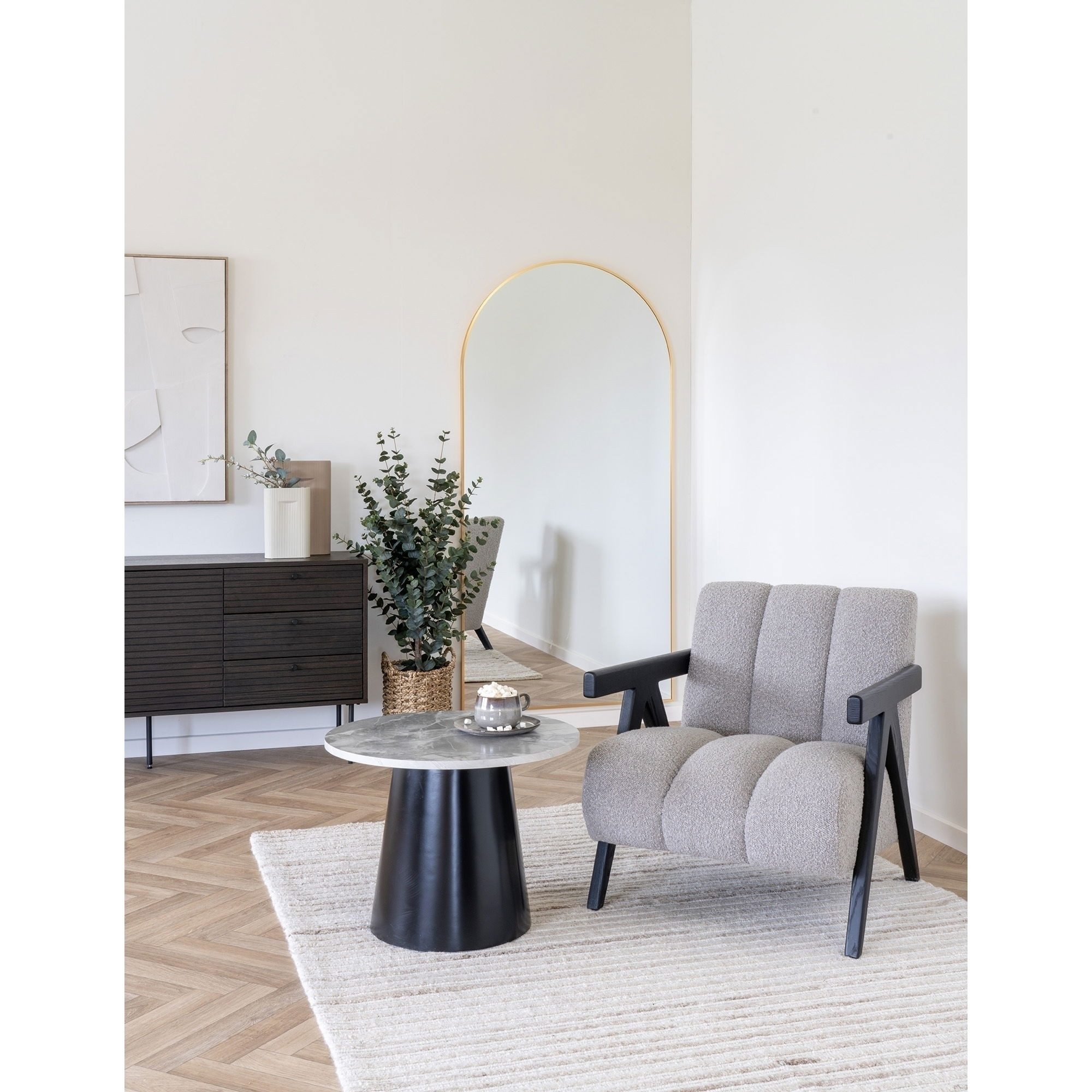House Nordic Couchtisch in Grau / Schwarz, MDF, Stahl - 45x60cm (HxD)