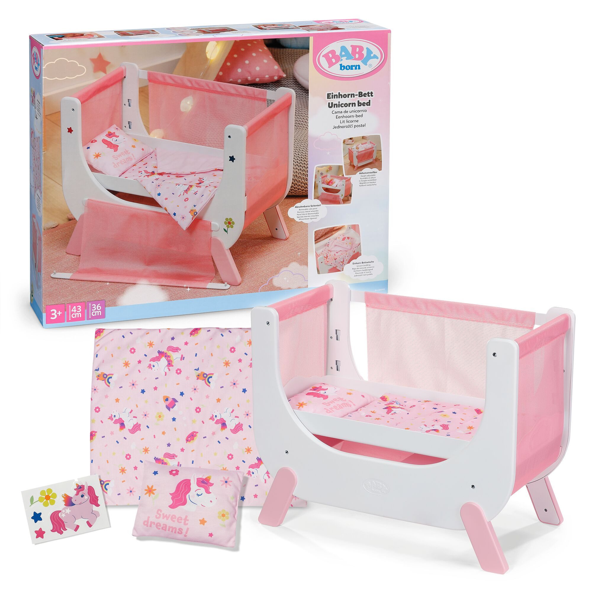 Baby Born Puppenbett Beistellbett Einhorn