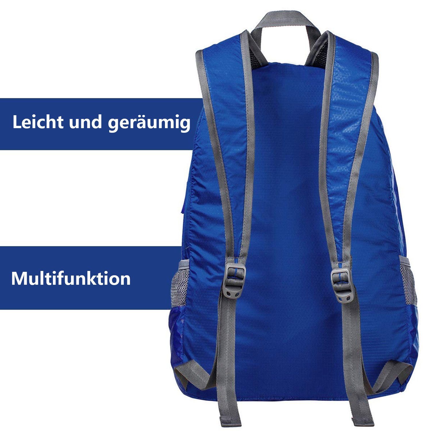 G4Free Freizeitrucksack, 20L Faltbarer Ultraleichter Daypack Wanderrucksack Marineblau