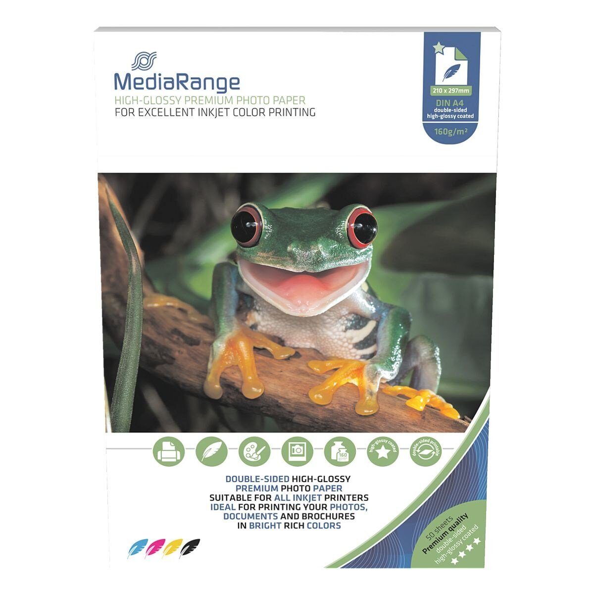 Mediarange Fotopapier MRINK108, Format A4, beidseitig hochglänzend, 50 Blatt