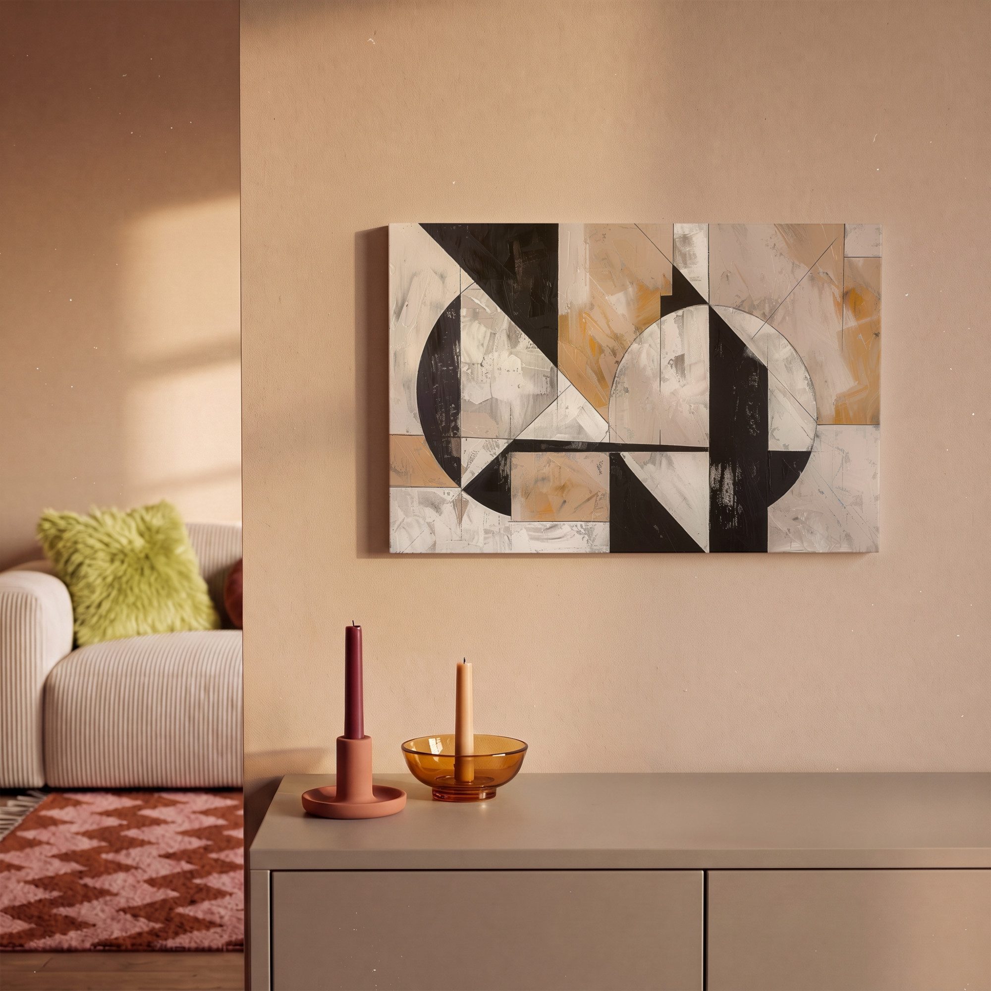 OneMillionCanvasses® Leinwandbild Abstrakt - Modern - Geometrisch - Pastell, Fotodruck (1 St), Leinwand Canvas Wandbild, Wanddekoration 20x30 cm – Bild 2 von 5