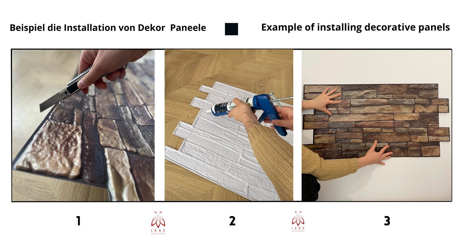 IKHEMalarka 3D Wandpaneel 4qm/10 Stück 3D PVC FLIESEN Wandpaneele, BxL: 50,00x92,00 cm, 4,00 qm, Wandverkleidung PVC-Verkleidung IMITATION OF STONE Stein Imitat – Bild 5 von 5