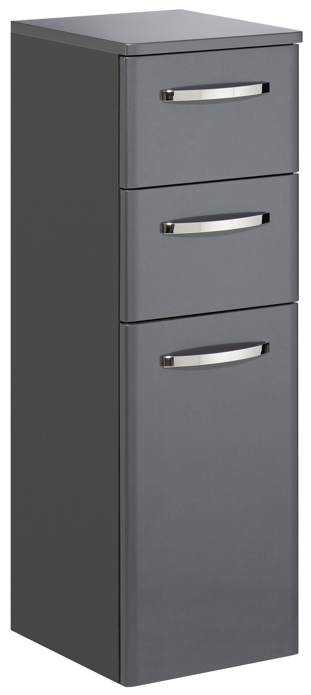 PELIPAL Unterschrank in Anthrazit Hochglanz mit 2 Schubladen und einer Tür (BxHxT: 30x90,5x33 cm)