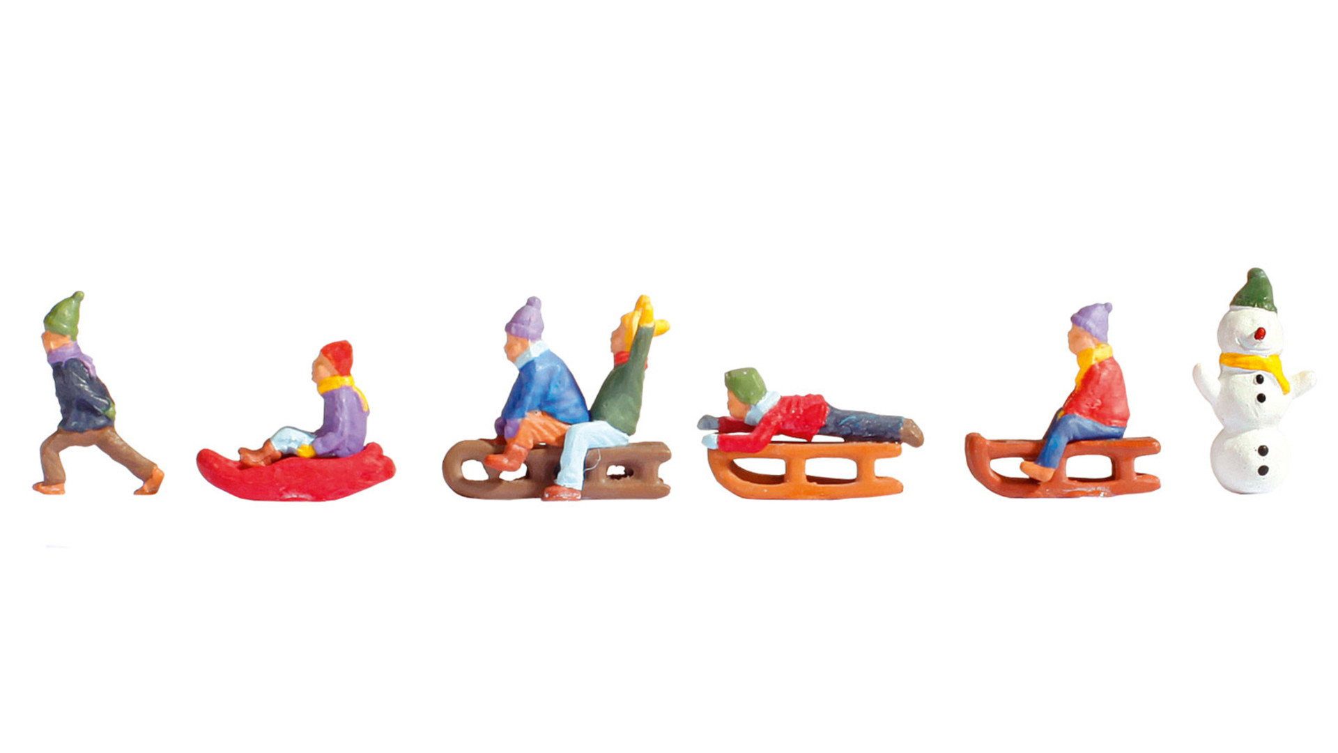 NOCH Krippen-Zubehör Set „Kinder im Schnee“, Winterfiguren mit Schneema