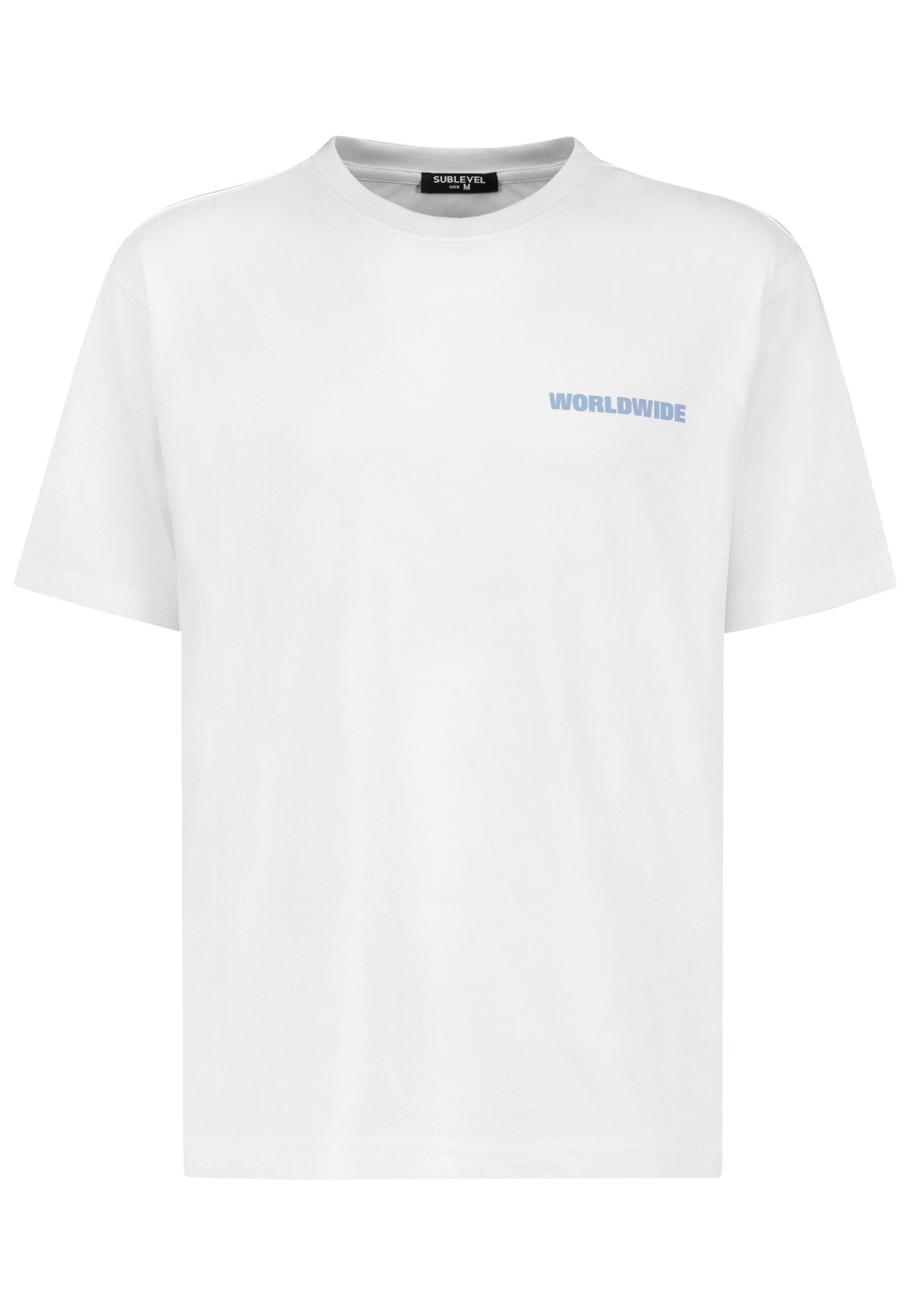 SUBLEVEL T-Shirt Baumwollshirt Worldwide Print Relaxed Fit T-Shirt, Front- und Backprint, Worldwide