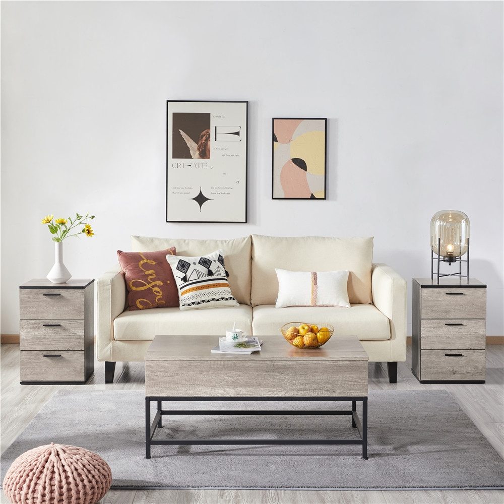 Yaheetech Nachttisch Beistelltisch (1-St), Nachtschrank mit 3 Schubladen, 40 x 35 x 60,5 cm
