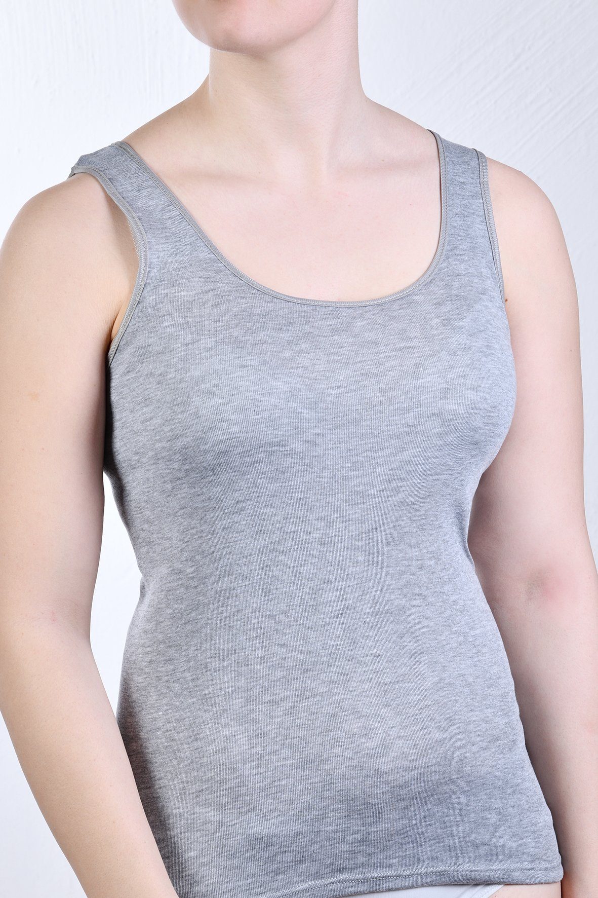 Toker Collection® Unterhemd Damen Achselhemd mit Satinkante 2 Stück  (Packung, 2er-Pack) aus reiner Baumwolle