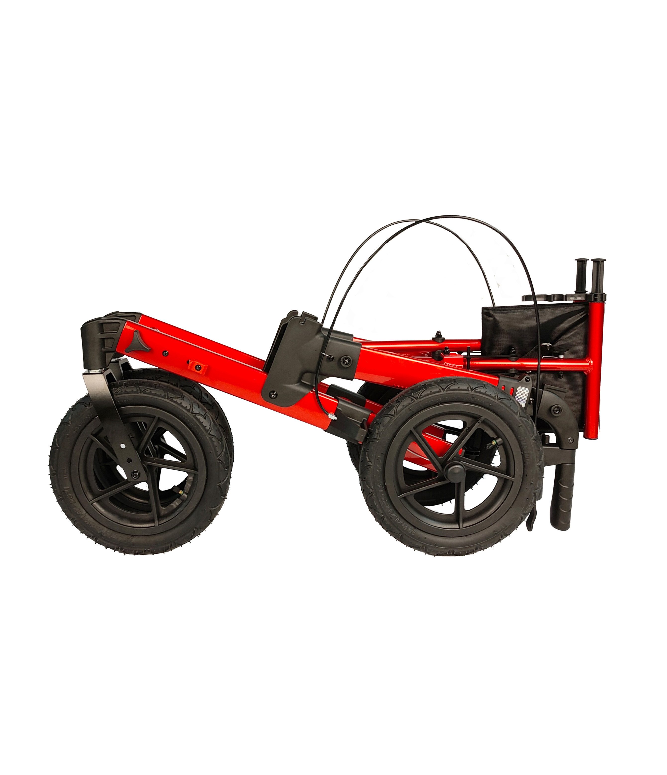 Antar Rollator Outdoor Aluminium Rollator mit Luftbereifung zusammenklappbar, Getränkehalter und Gehstockhalter mit Klicksystem