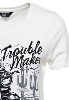 QueenKerosin Kurzarmshirt Trouble Maker mit Frontmotiv