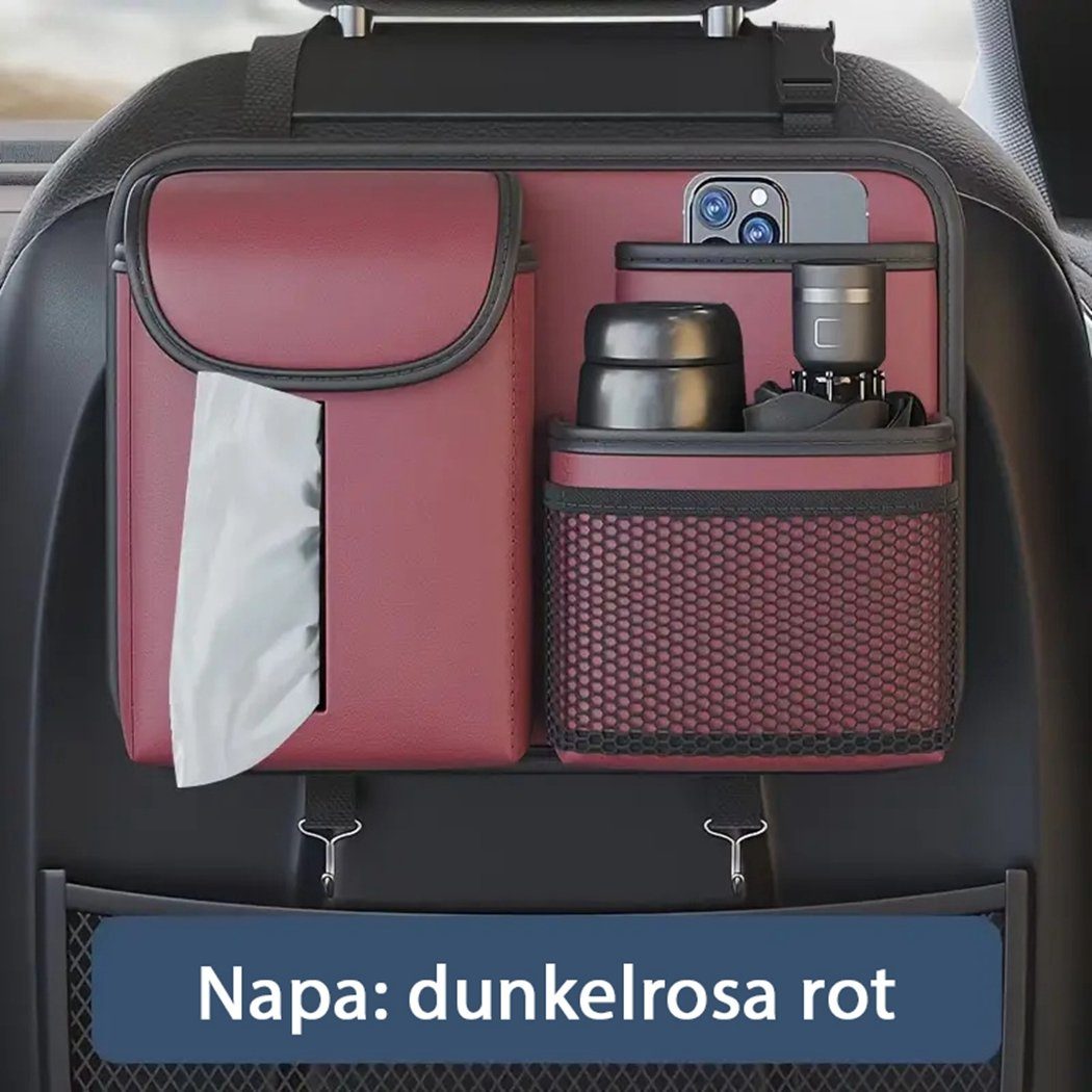 rose TUABUR Autositzlehne, Auto-Aufbewahrungsbox red Leder-Aufbewahrungstasche Auto-Rückenlehnentasche für