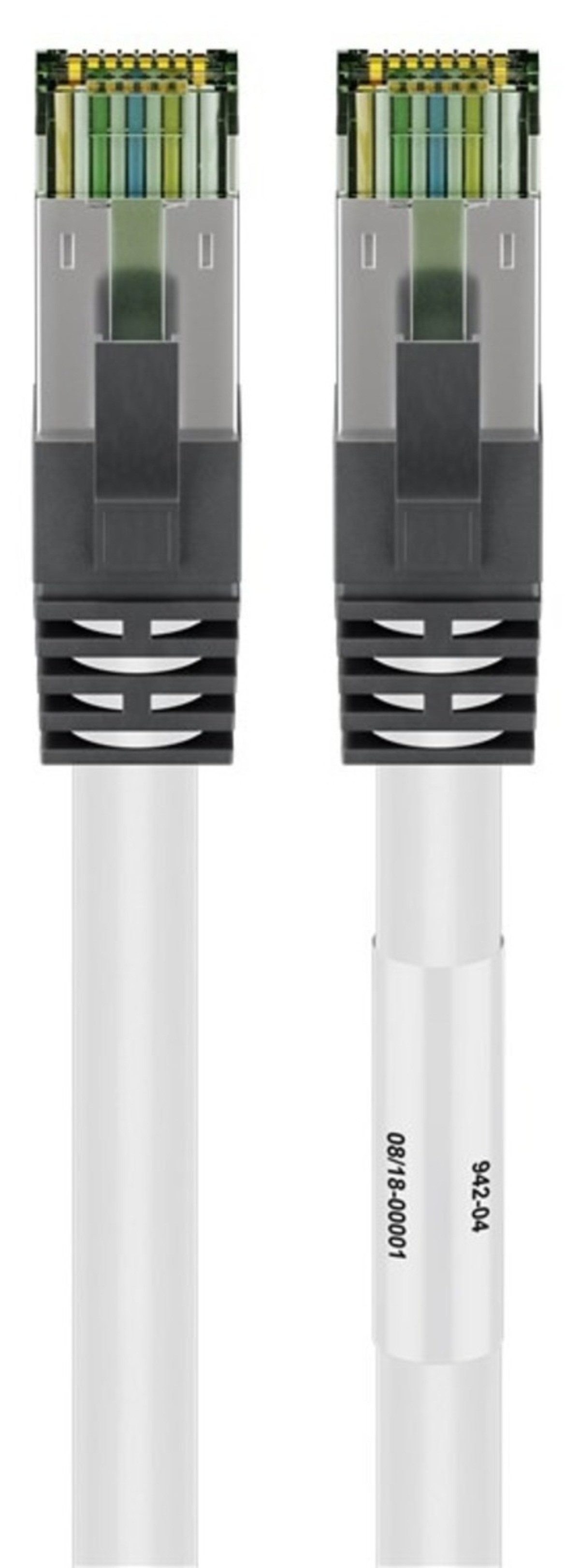 Danicom RJ45 Netzwerkkabel S/FTP (PiMF), mit CAT 8 Rohkabel, Weiß, 0,25m Netzwerkkabel, RJ45, RJ45 (25 cm), Cat8, 100% Kupfer