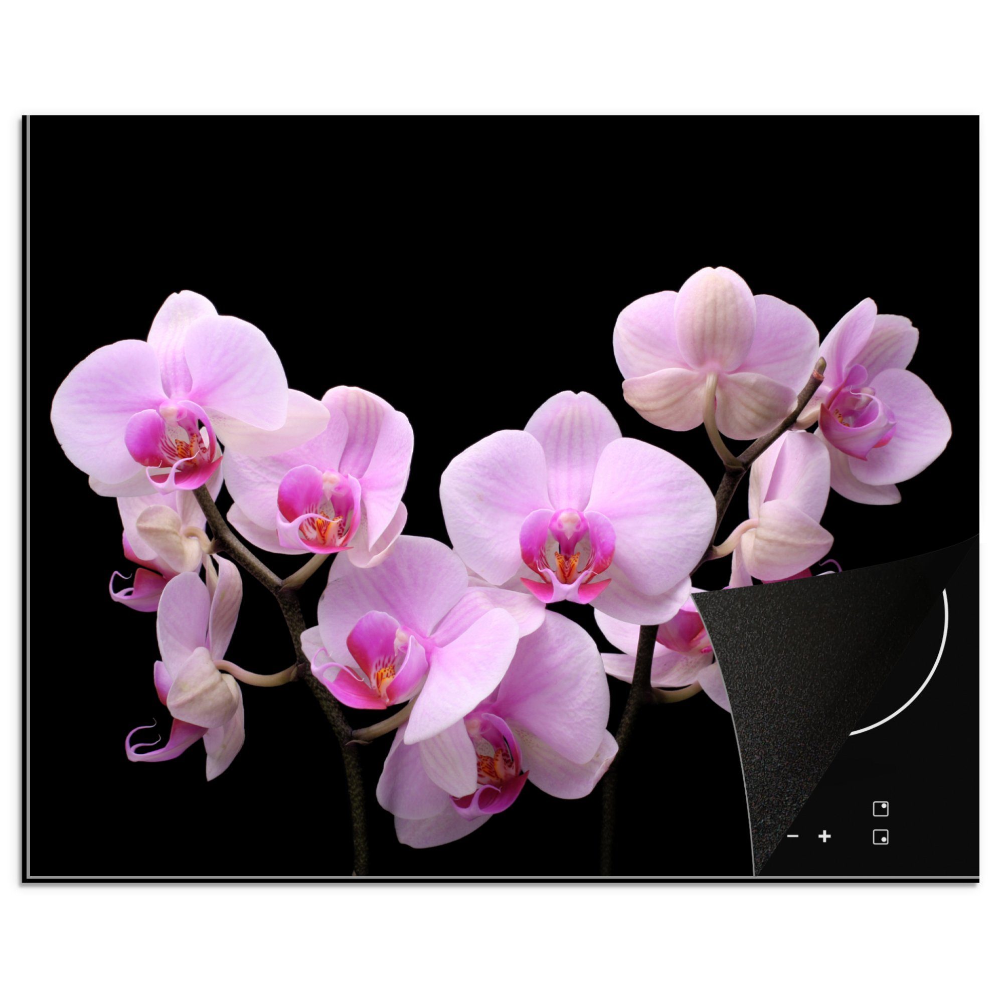MuchoWow Herd-Abdeckplatte Orchidee - Blumen - Rosa - Flora, Vinyl, (1 tlg), Abdeckung Induktionskochfeld Schutzmatte, Küche Deko, 65x52 cm