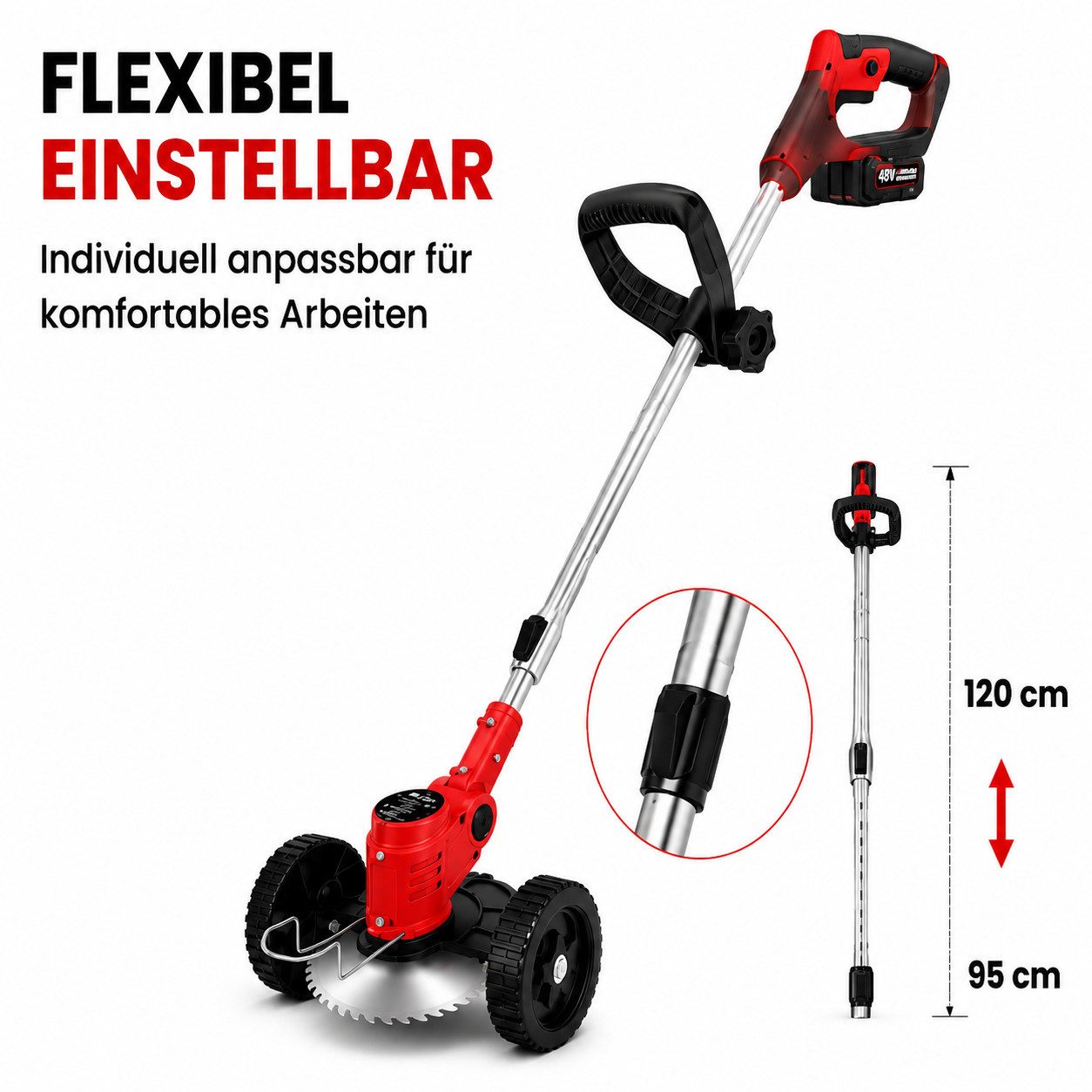 Toomoke Akku-Rasentrimmer Freischneider, Gartentrimmer für Garten und Rasen, Rasenkantenschneider, Motorsense für Gras, Unkraut und Rasenkanten cm Arbeitsbreite – Bild 4 von 5