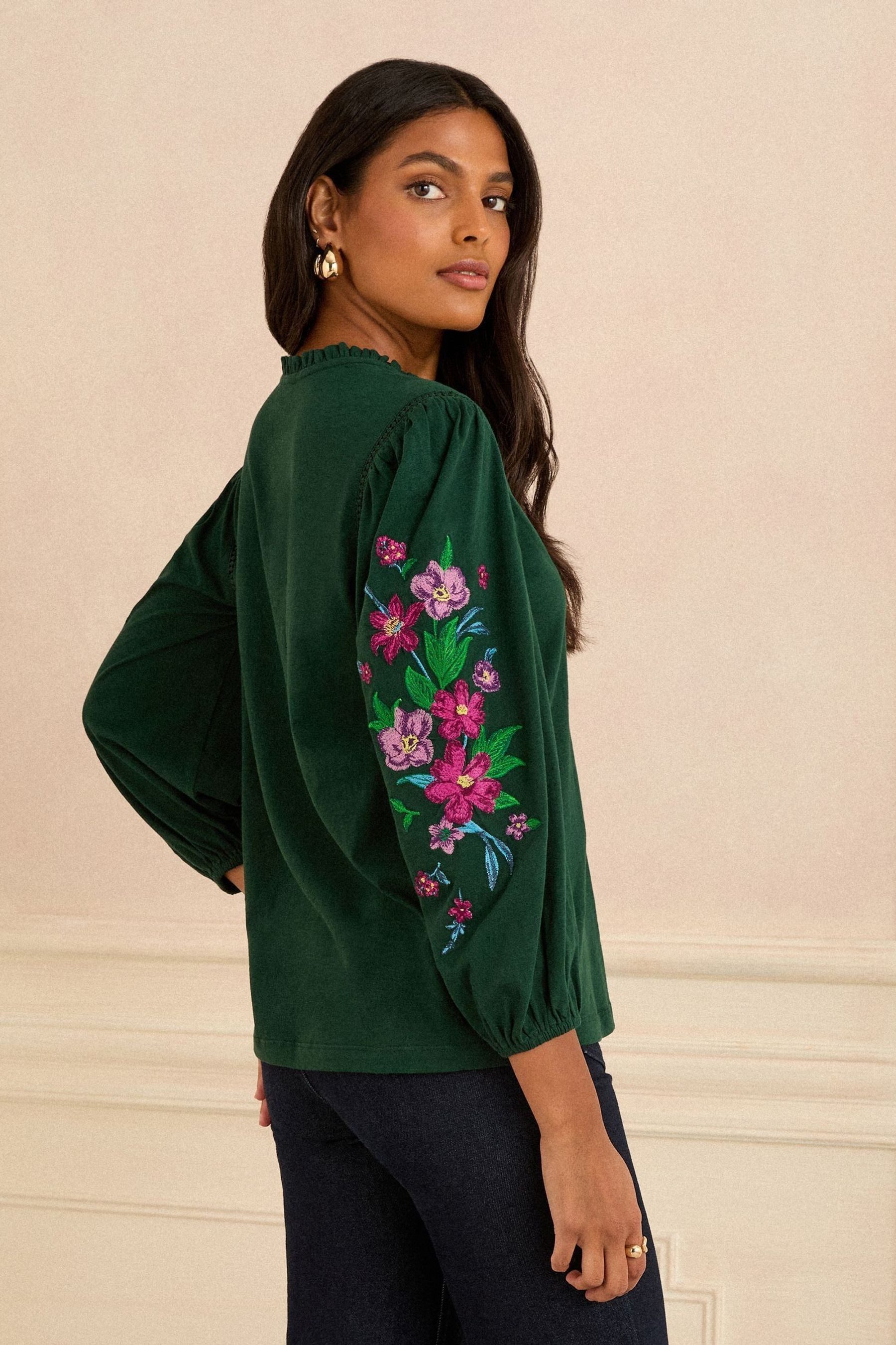 Love & Roses Langarmbluse Love & Roses Jersey-Oberteil mit besticktem Ärmel günstig online kaufen