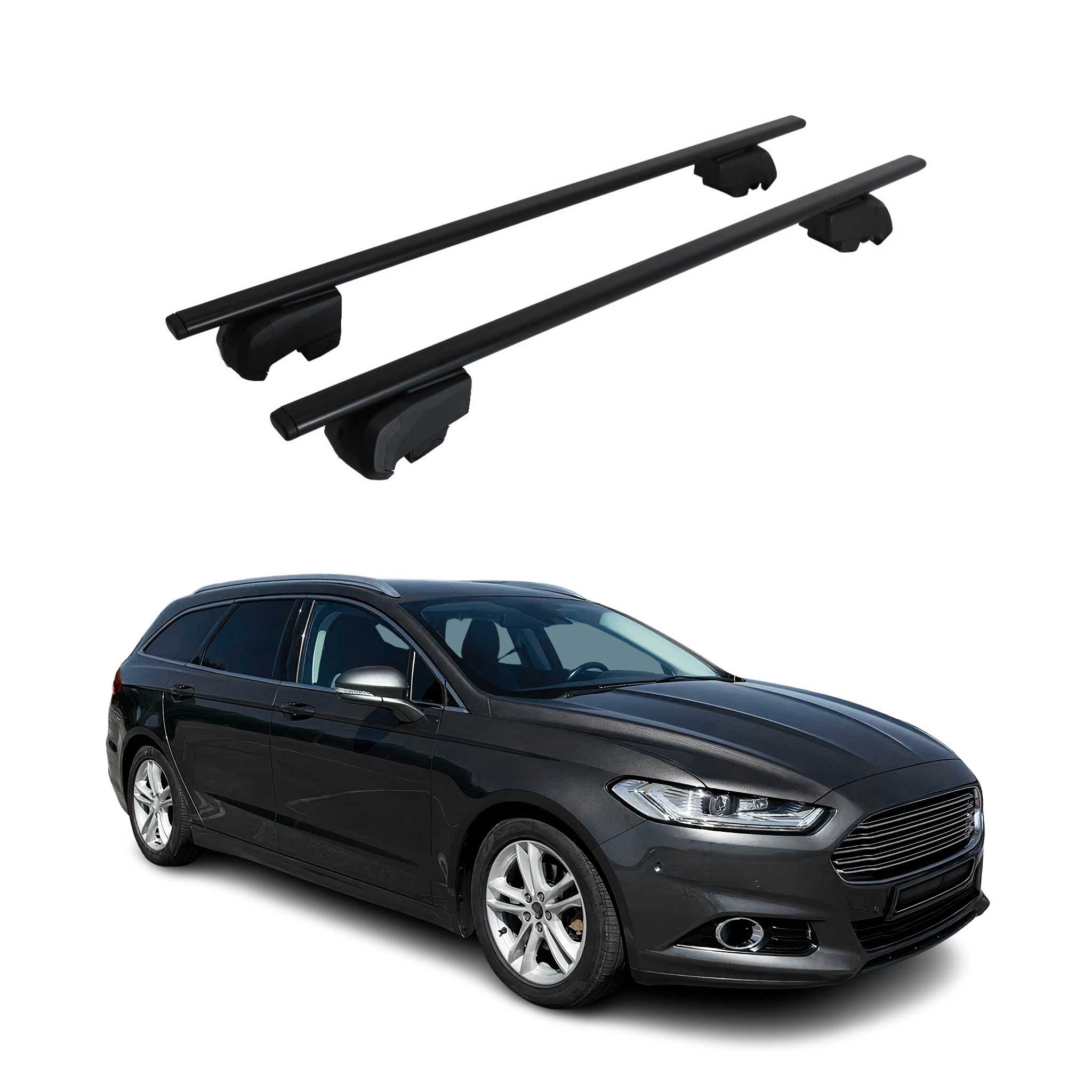 OMAC Dachträger Grundtäger für Ford Mondeo Turnier 2014-2022 75kg Metall Schwarz 2x (2-St), Wasserbeständig,Abnehmbar,Multifunktional,Leichtgewichtig