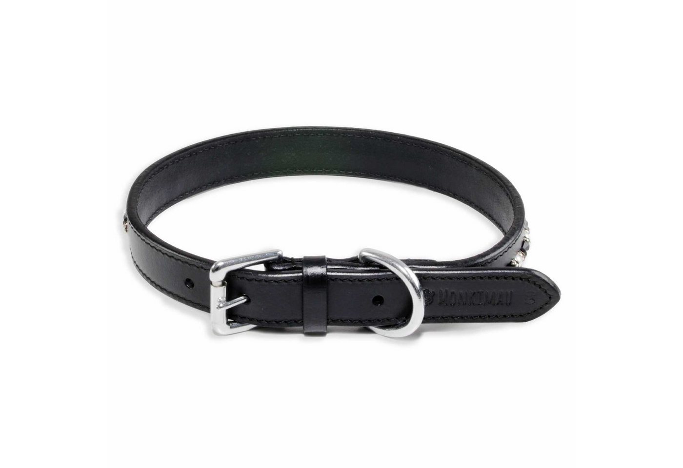 Thumbnail - Monkimau Hunde-Halsband Hundehalsband Leder Halsband Hund schwarz mit Kristallen, Leder
