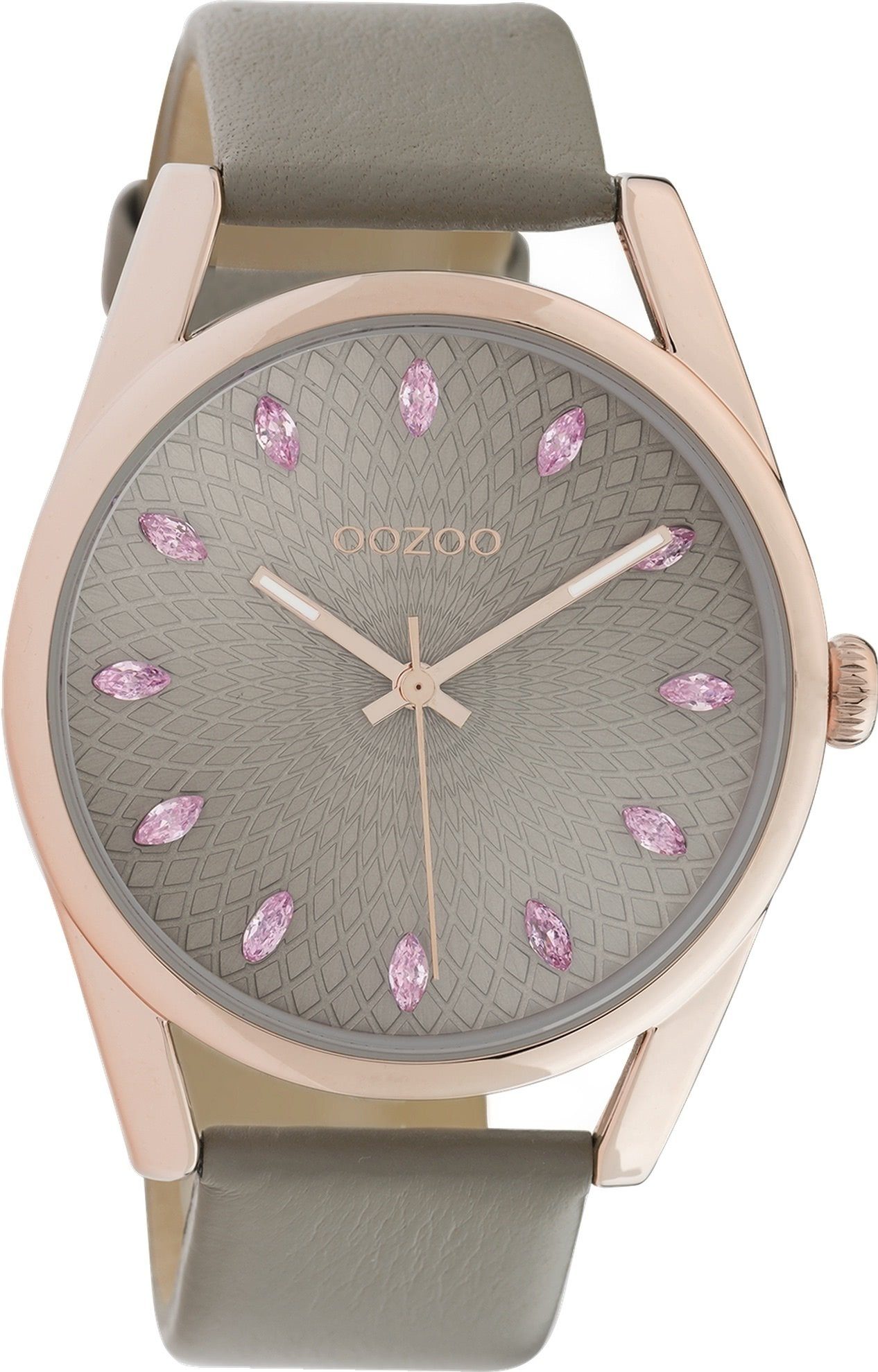 Quarzuhr Oozoo Damen Armbanduhr grau Analog