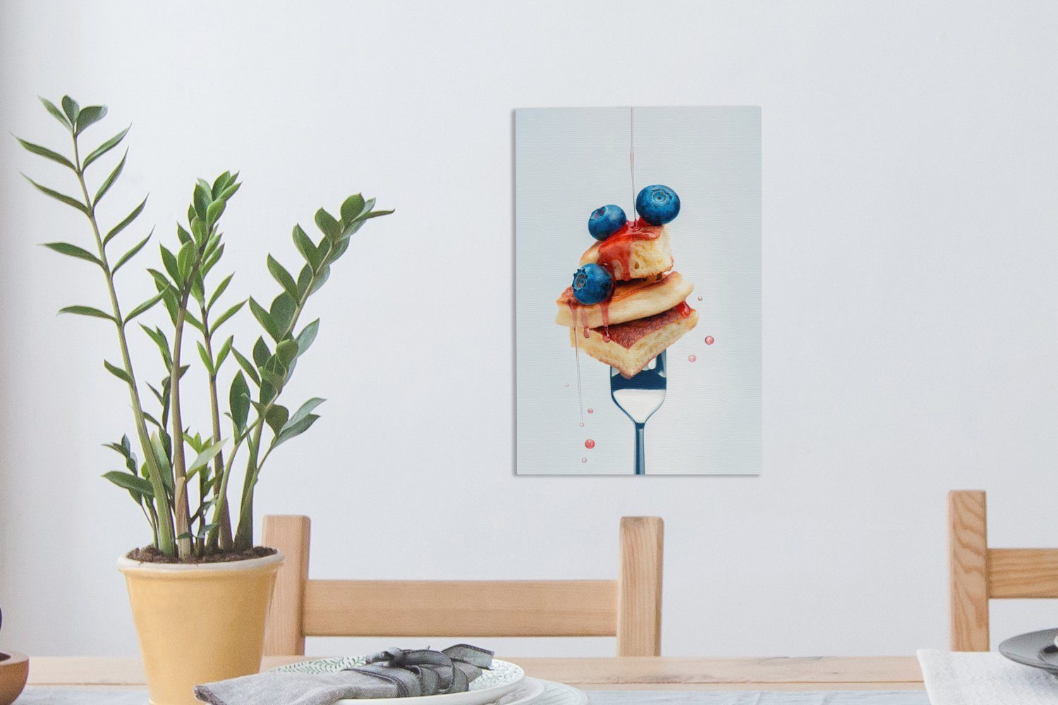 St), Zackenaufhänger, (1 cm Frühstück Gabel, Leinwandbild in OneMillionCanvasses® Leinwandbild einer fertig Gemälde, 20x30 bespannt Nahaufnahme inkl. auf
