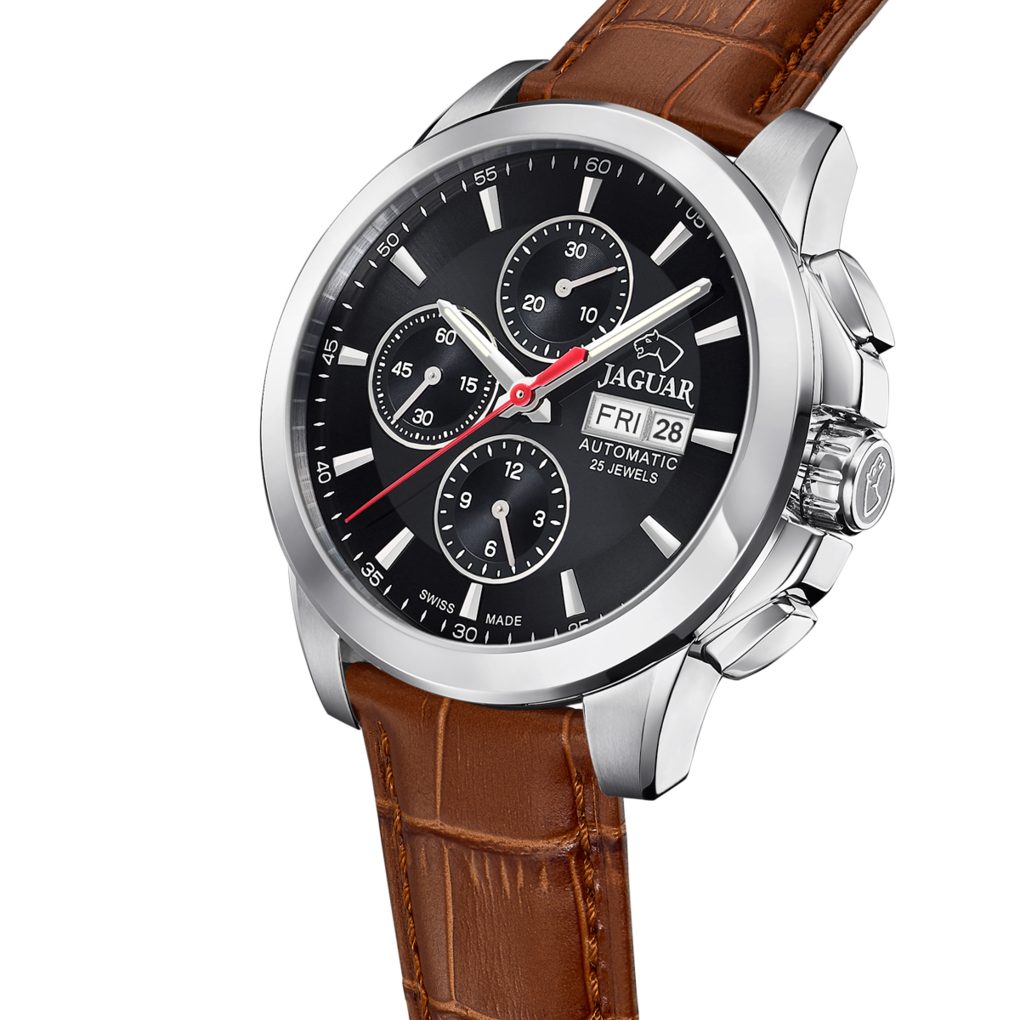 Jaguar Automatikuhr Automatik J975_4, Armbanduhr, Herrenuhr, Swiss Made, Mechanische Uhr, Lederarmband