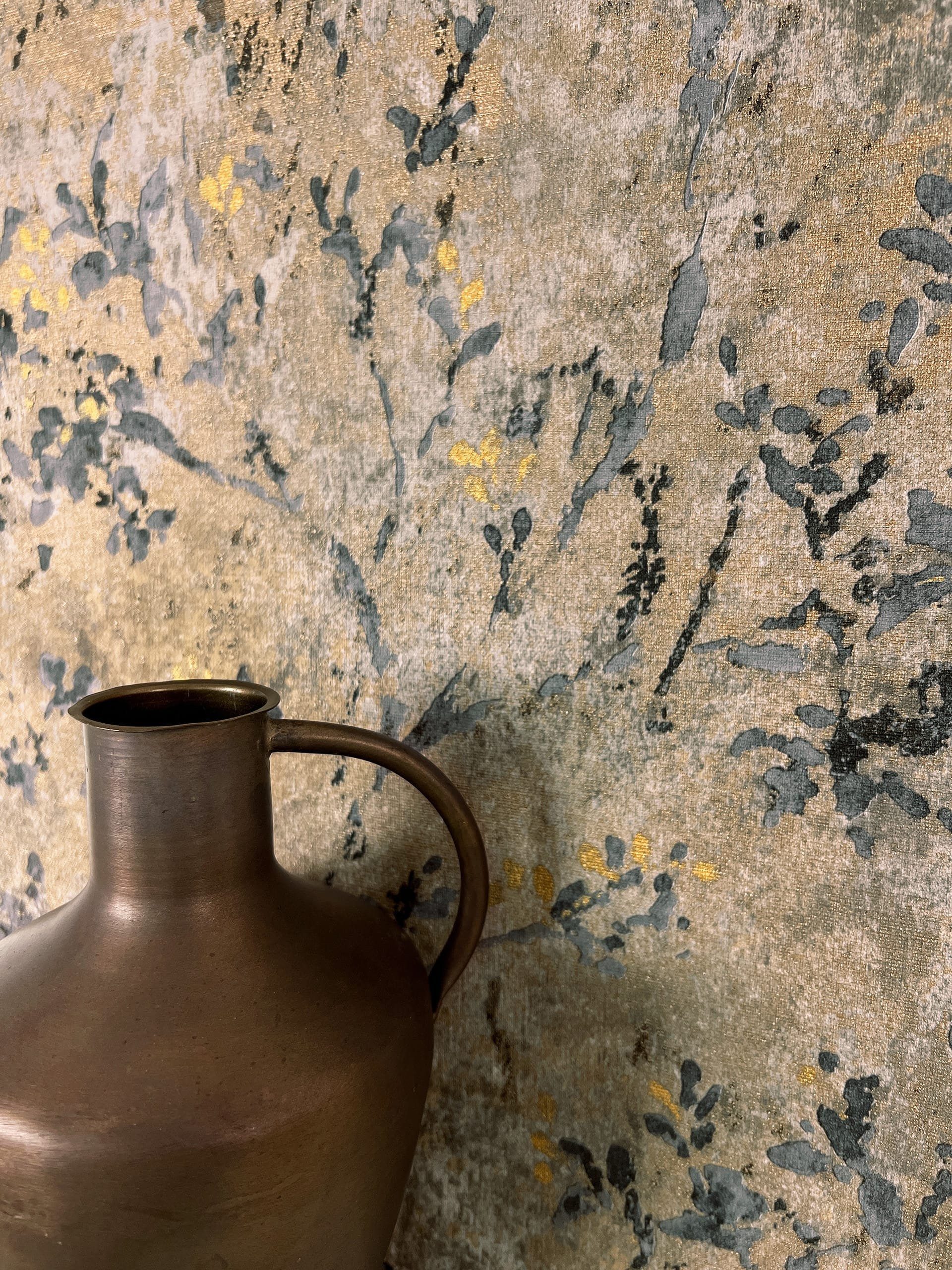 Newroom Vliestapete, Braun Tapete Floral Blätter - Vintage Blumentapete Gra günstig online kaufen