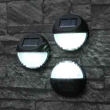 MARELIDA Außen-Wandleuchte LED Solar Fassadenleuchte 3Stk. 11cm Wandleuchte Solarleuchten Sensor, LED Classic, kaltweiss (5300K bis 6000K)