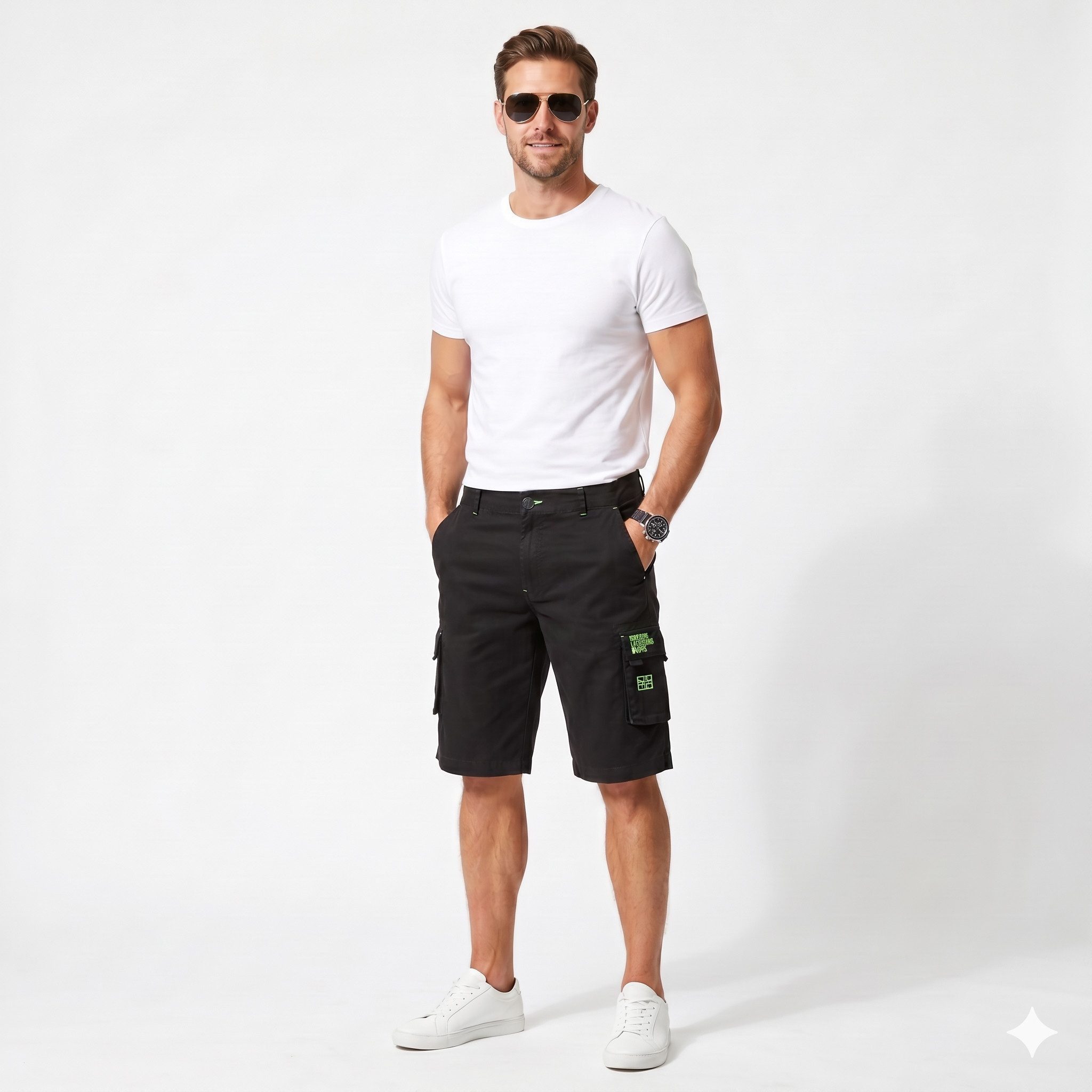 Geographical Norway Cargoshorts (1-tlg) Herren kurze Hose aus Baumwolle, Sommer-Bermuda ohne Gürtel
