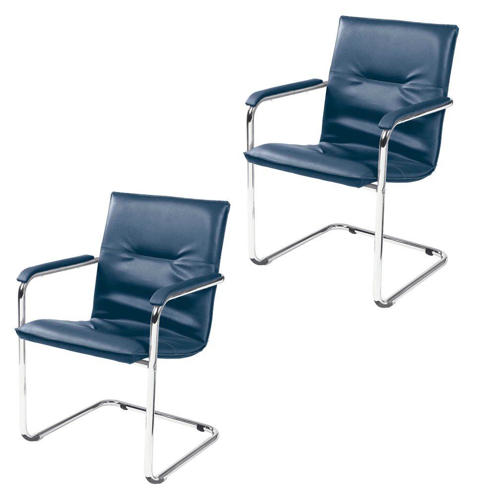 Besucherstuhl 2 Konferenzstühle Freischwinger RUMBA blau