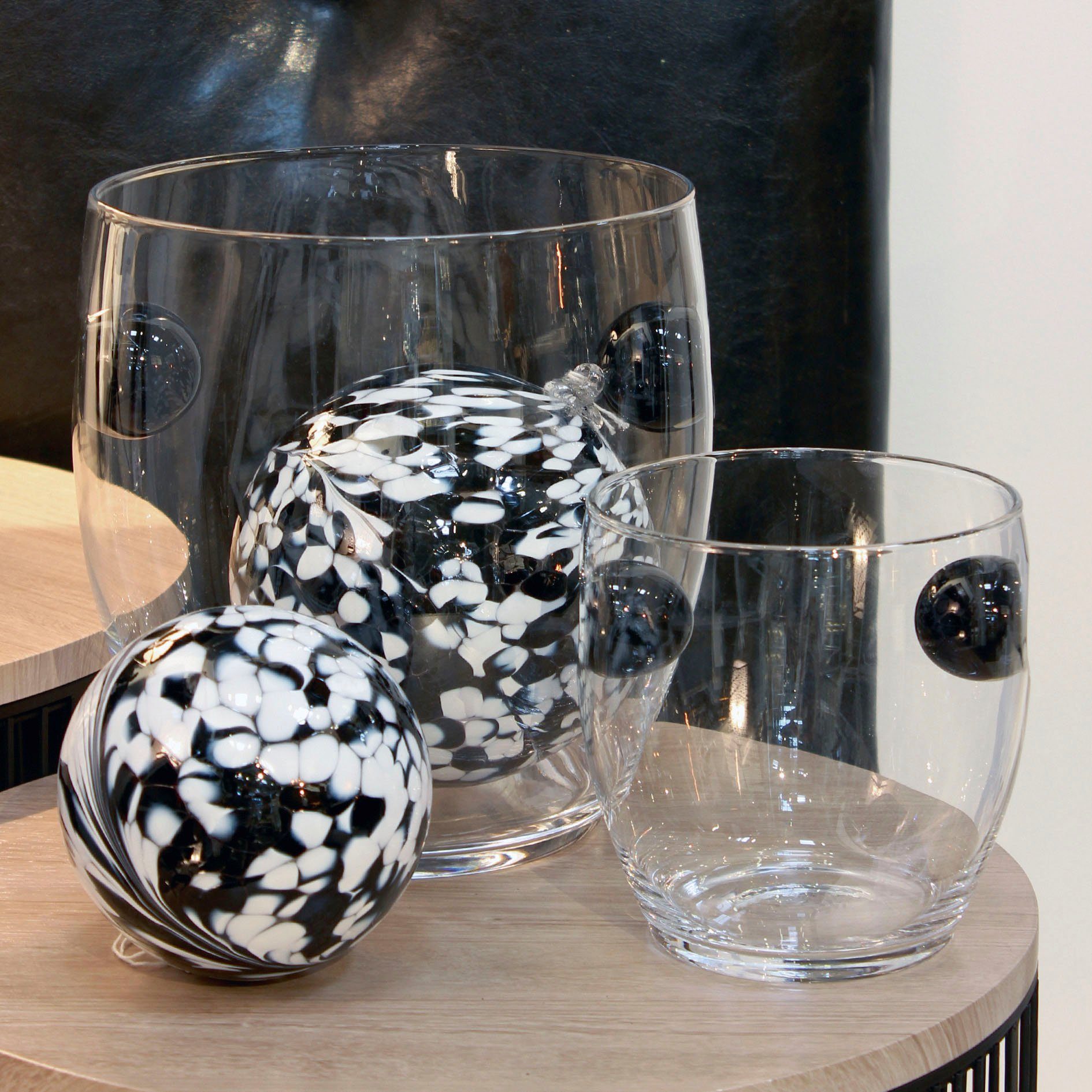 Glas, Tischvase aus Vase Einbuchtungen (1 kugelförmigen Vase GILDE Blumenvase dekorative St), Kuno, mit