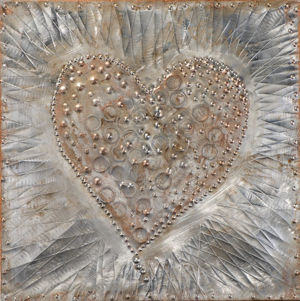 ArtUniverse Gemälde Herz aus Gold 60 x 60 cm, Abstrakt