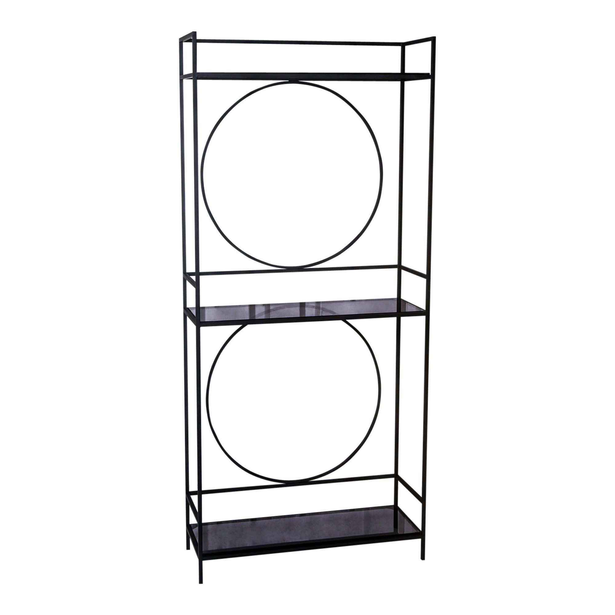PTMD Regal Industrial Regal Art Deco Metall Circle mit Rauchglasböden